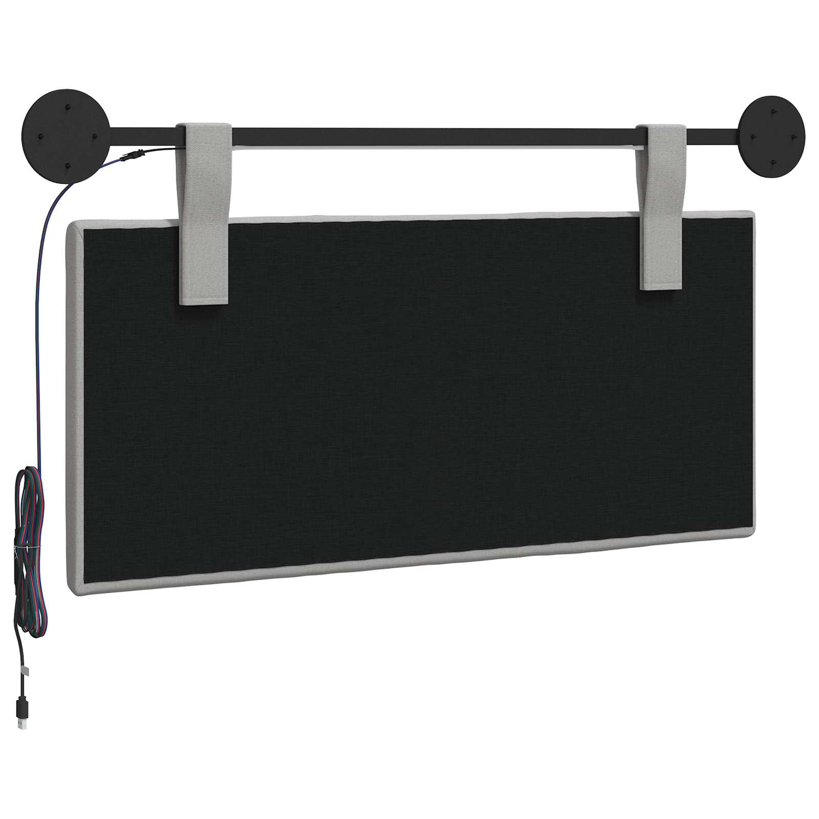 Tête de lit suspendue Avec lumière LED Gris nuage Tissu - XIOS