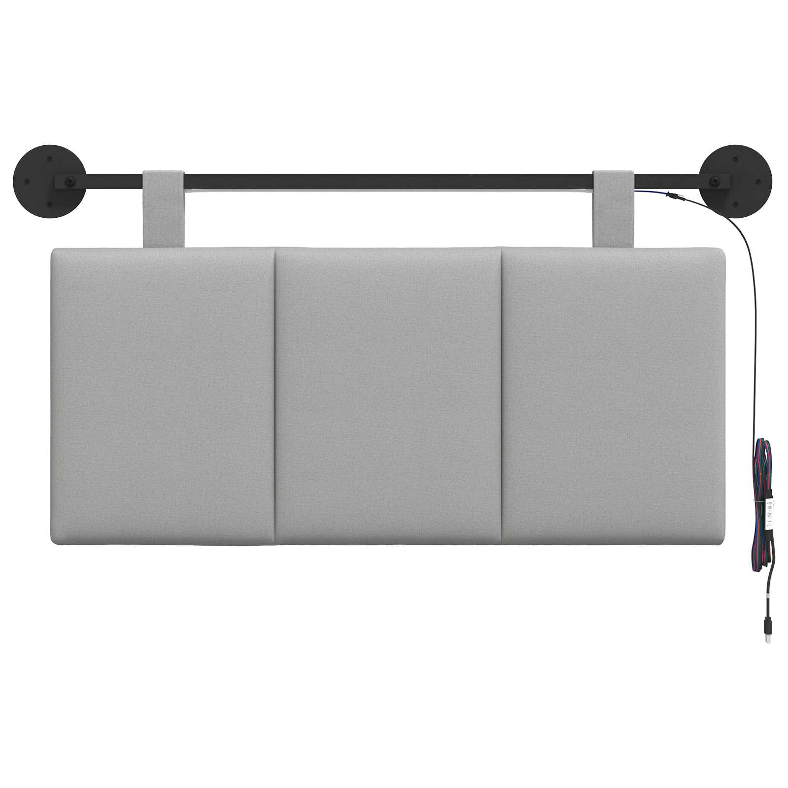 Tête de lit suspendue Avec lumière LED Gris nuage Tissu - XIOS