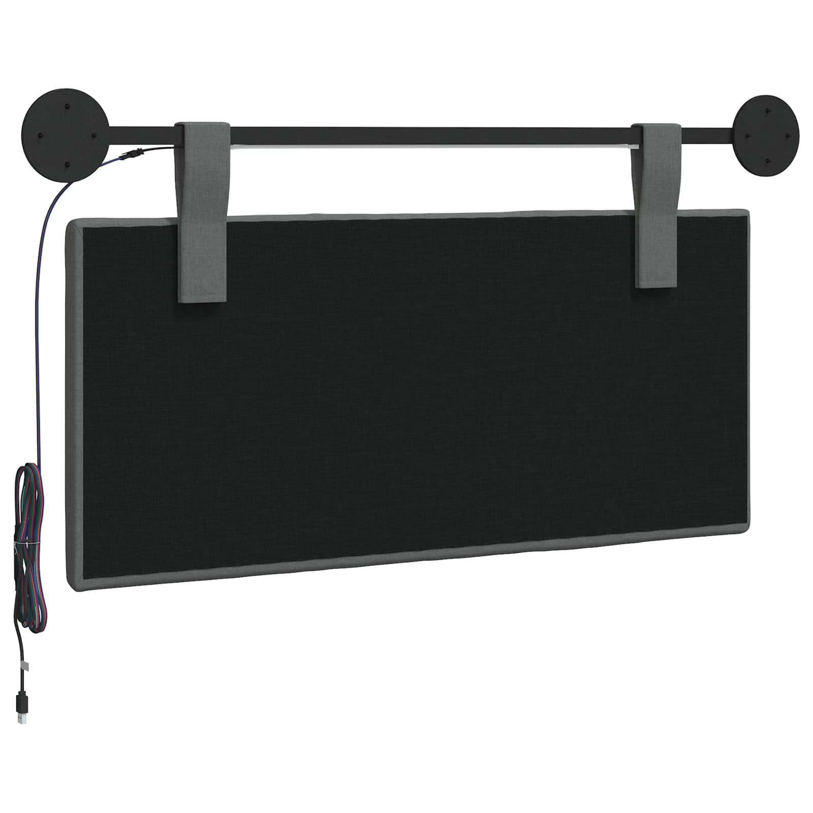 Tête de lit suspendue Avec lumière LED Gris foncé Tissu - XIOS