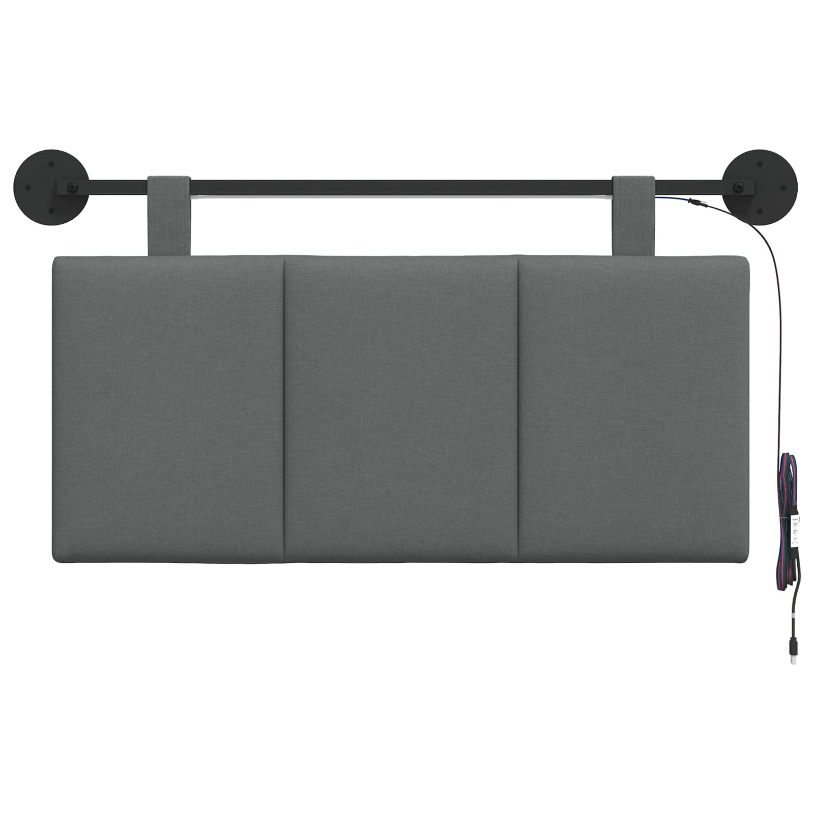 Tête de lit suspendue Avec lumière LED Gris foncé Tissu - XIOS
