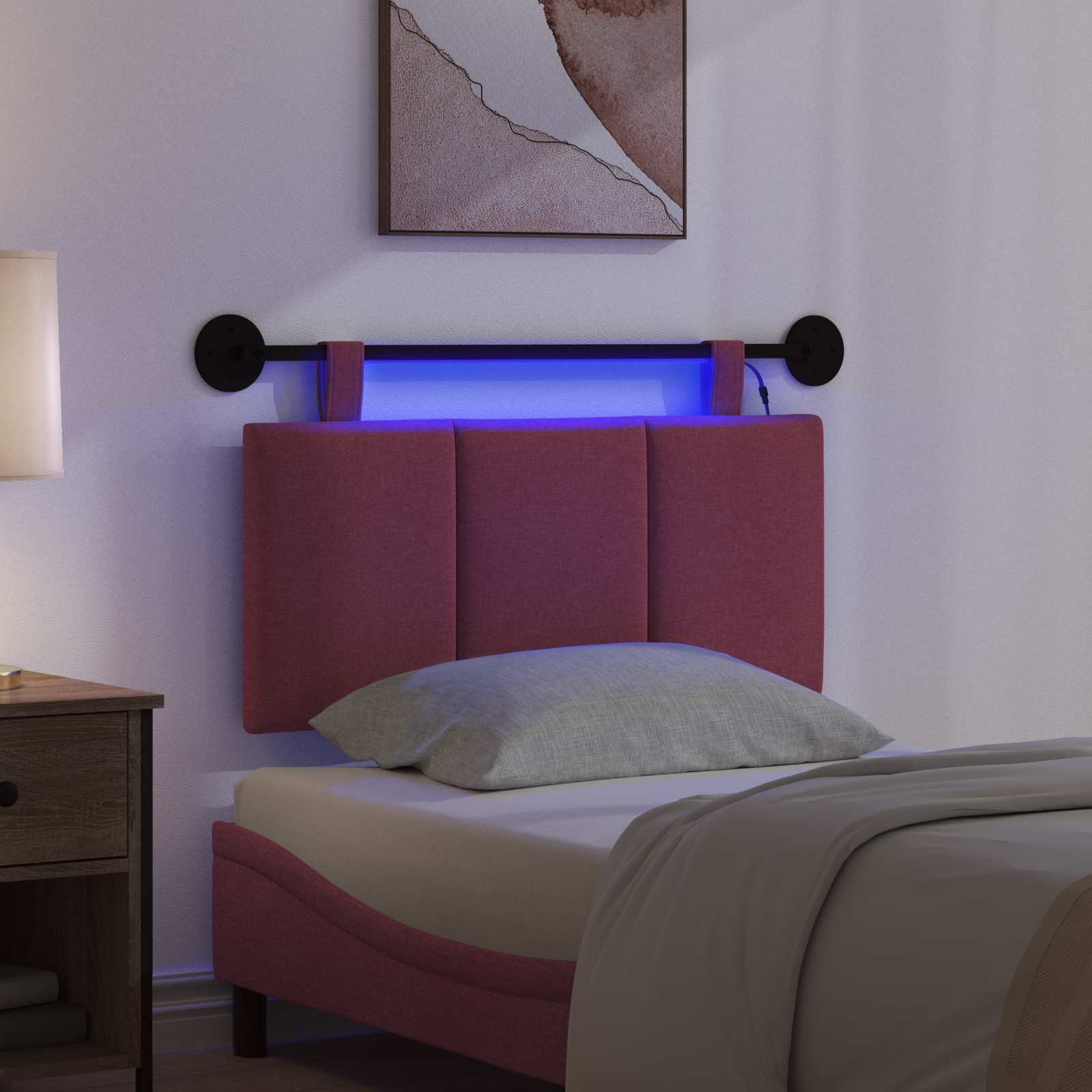 Tête de lit suspendue Avec lumière LED Bordeaux Tissu - XIOS