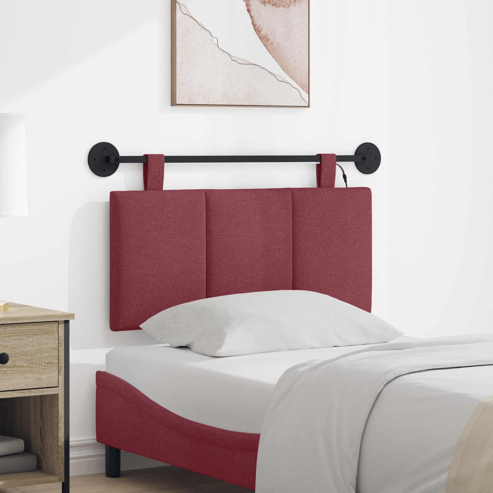 Tête de lit suspendue Avec lumière LED Bordeaux Tissu - XIOS