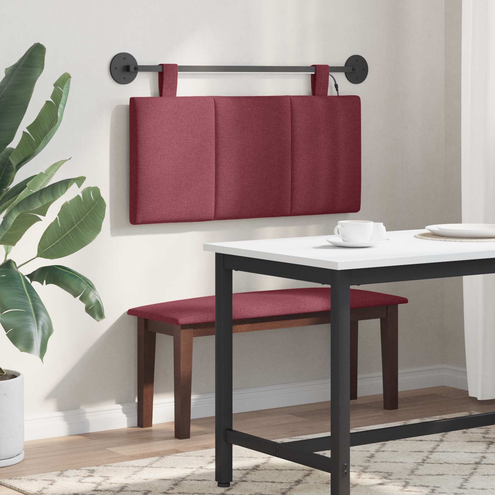 Tête de lit suspendue Avec lumière LED Bordeaux Tissu - XIOS