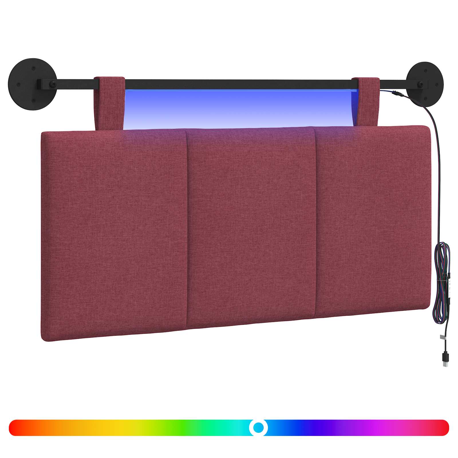 Tête de lit suspendue Avec lumière LED Bordeaux Tissu - XIOS