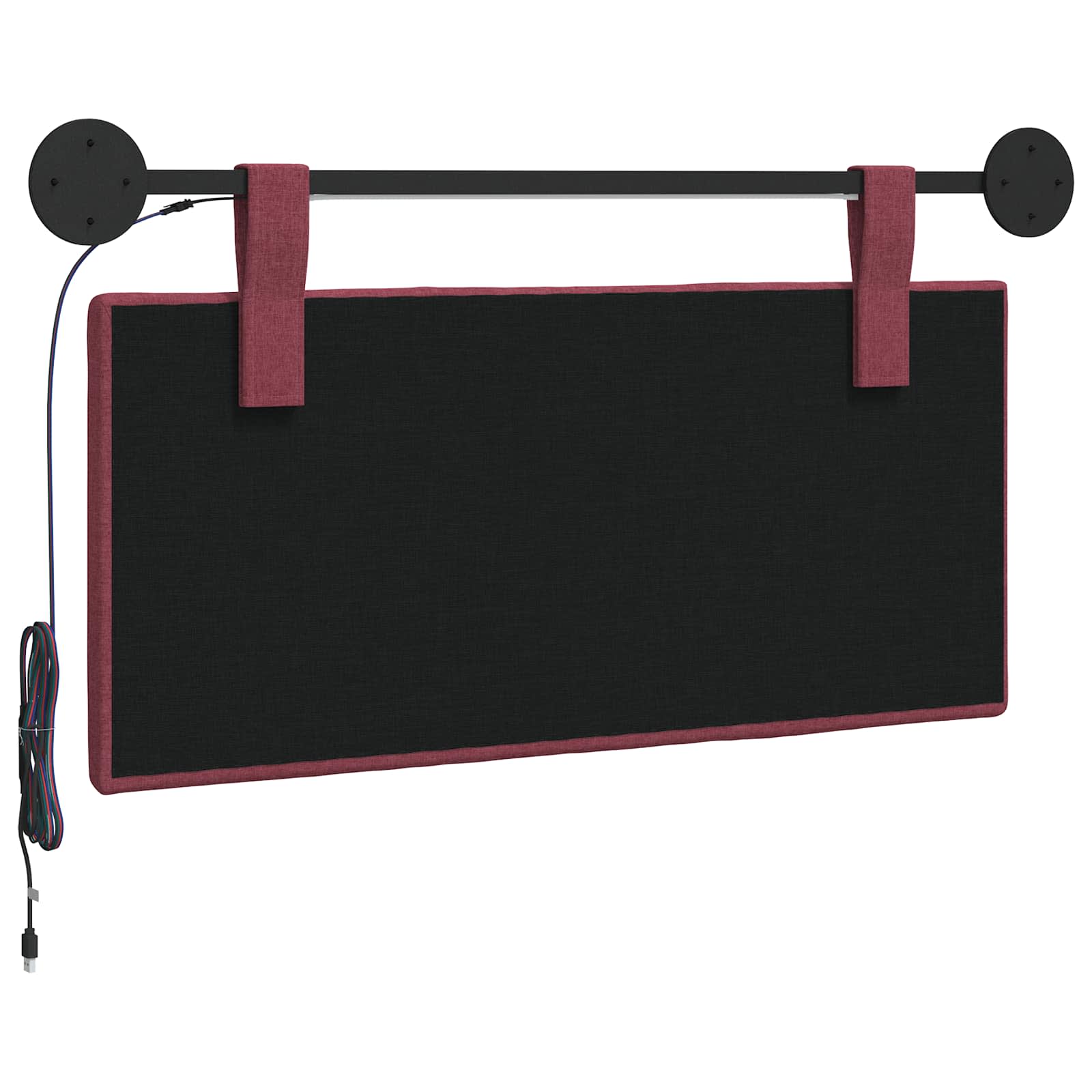 Tête de lit suspendue Avec lumière LED Bordeaux Tissu - XIOS
