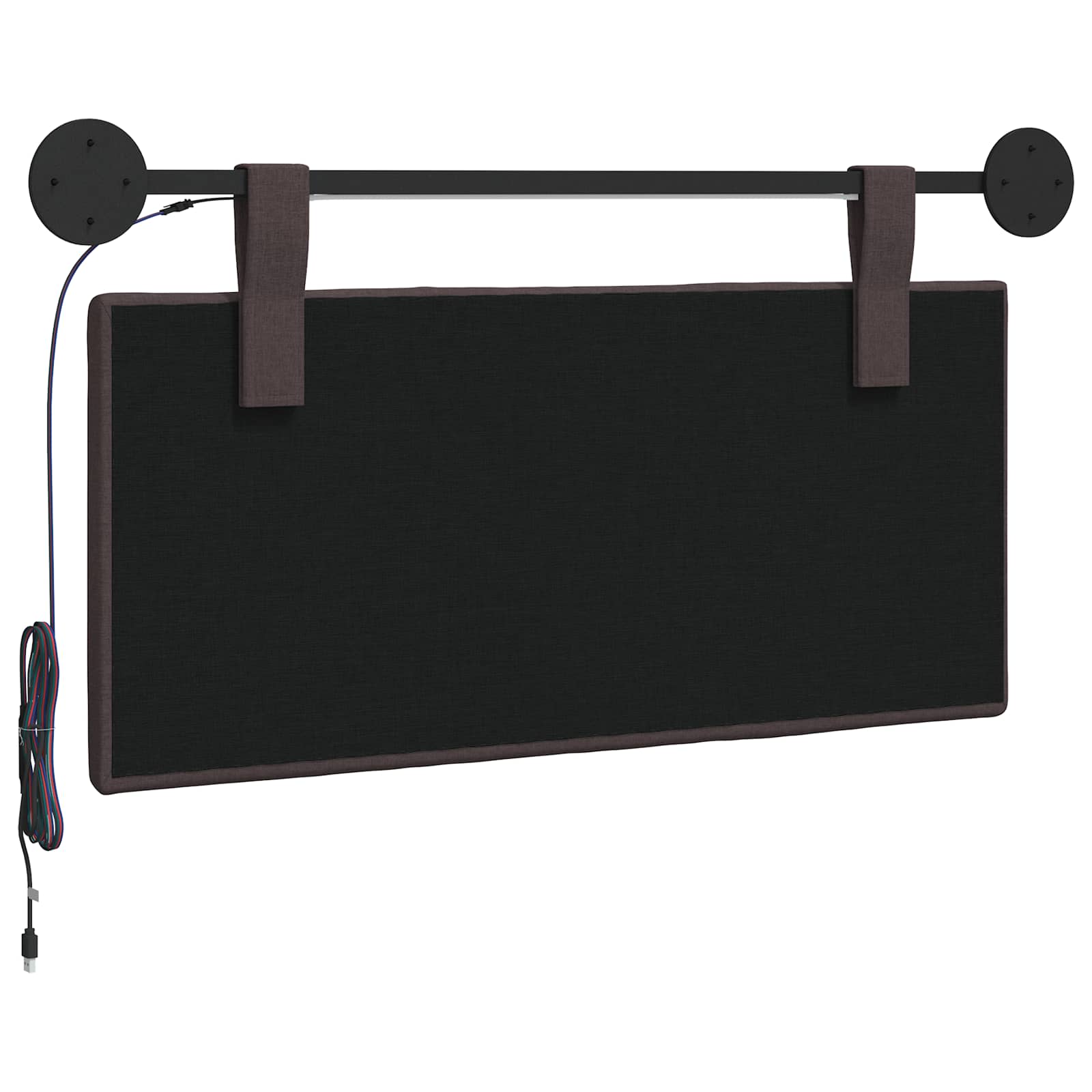 Tête de lit suspendue Avec lumière LED Marron foncé Tissu - XIOS