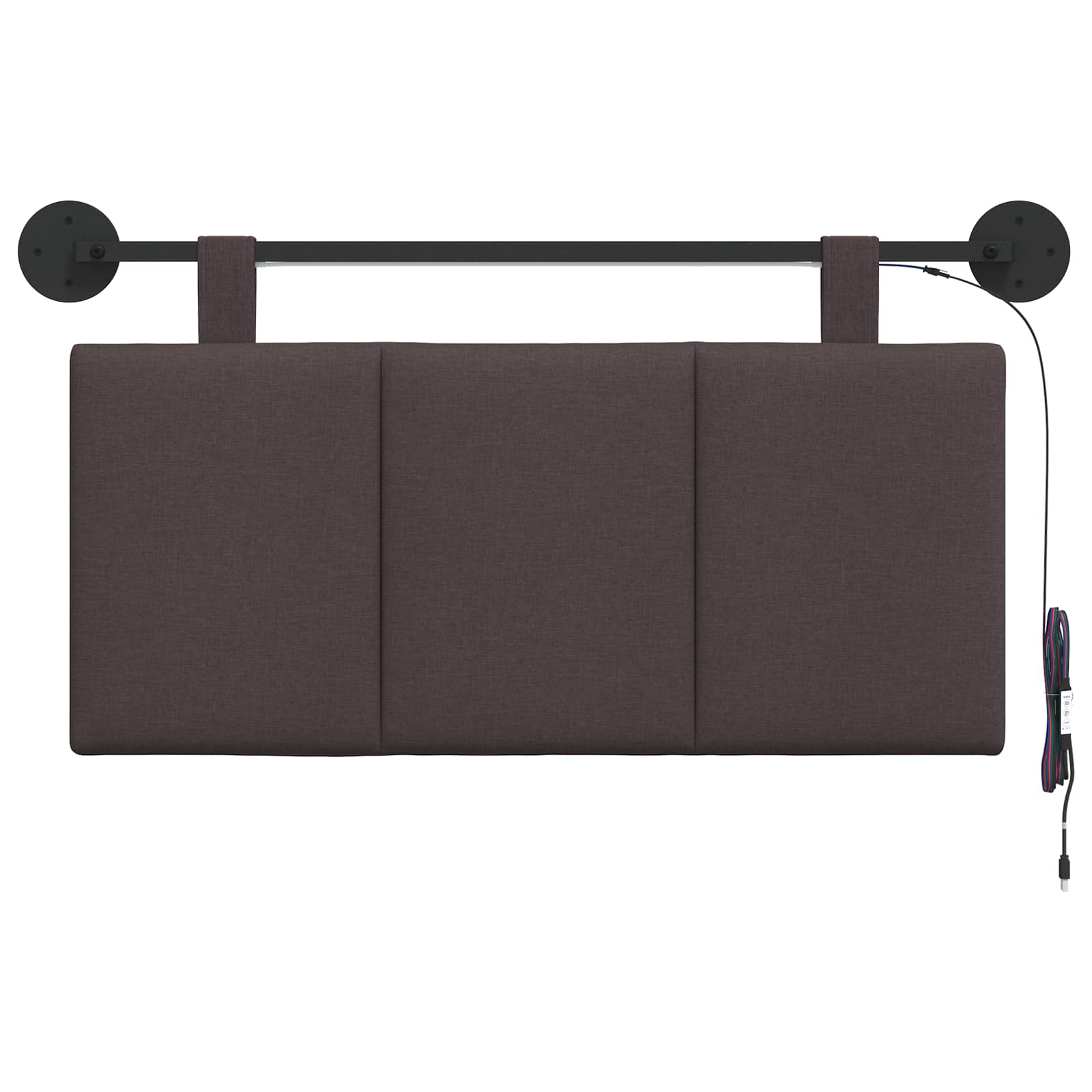 Tête de lit suspendue Avec lumière LED Marron foncé Tissu - XIOS
