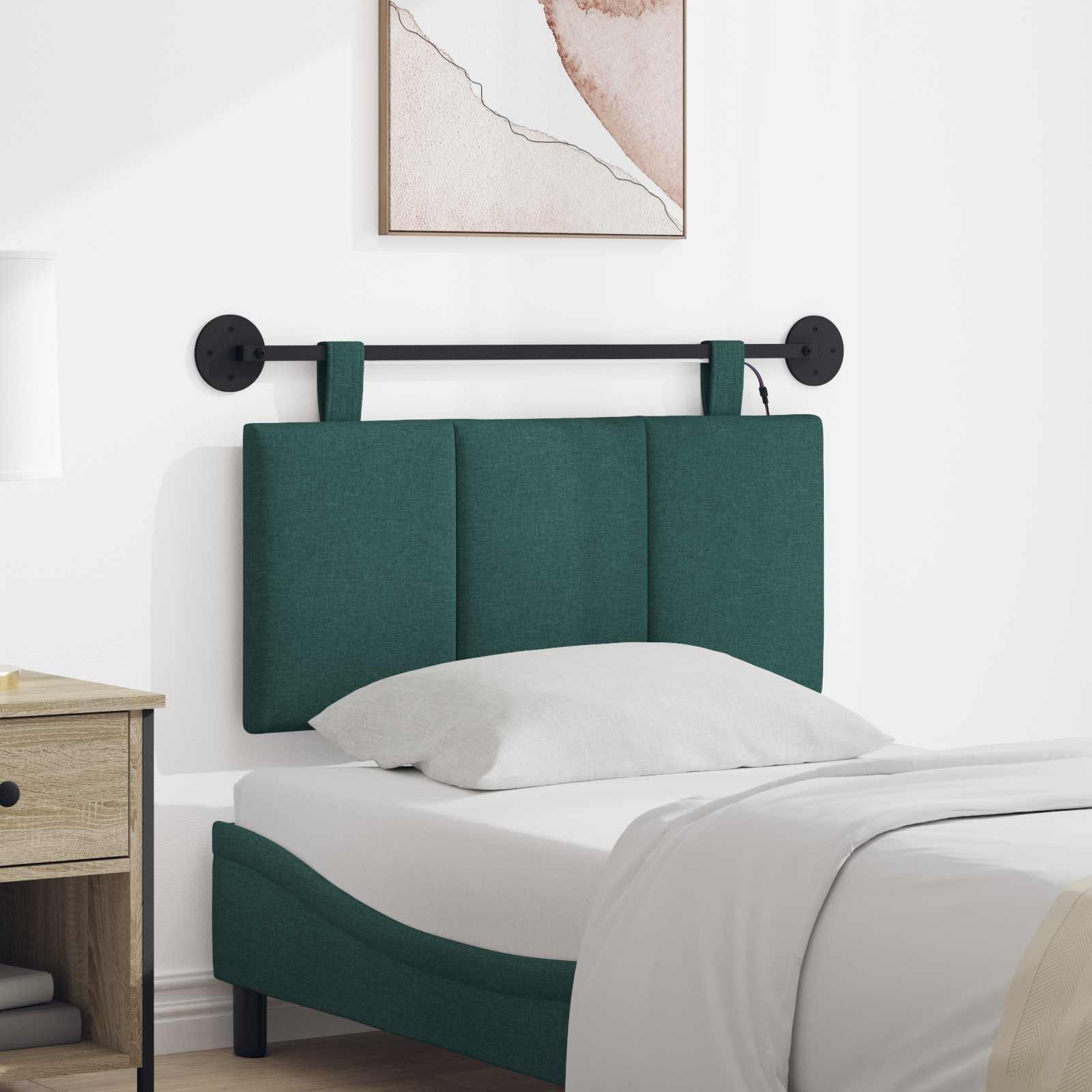 Tête de lit suspendue Avec lumière LED Vert foncé Tissu - XIOS
