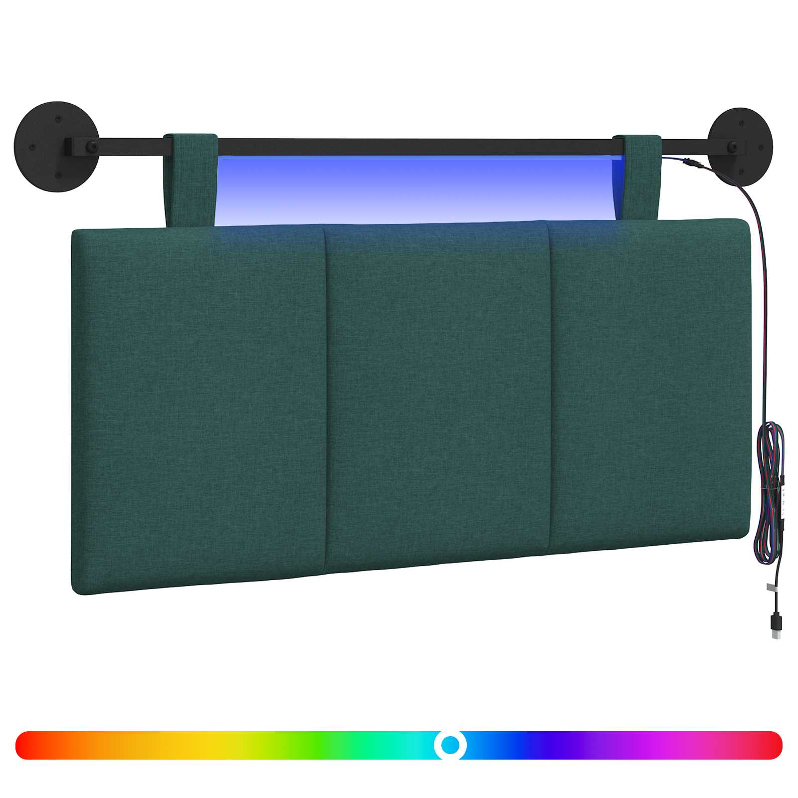 Tête de lit suspendue Avec lumière LED Vert foncé Tissu - XIOS