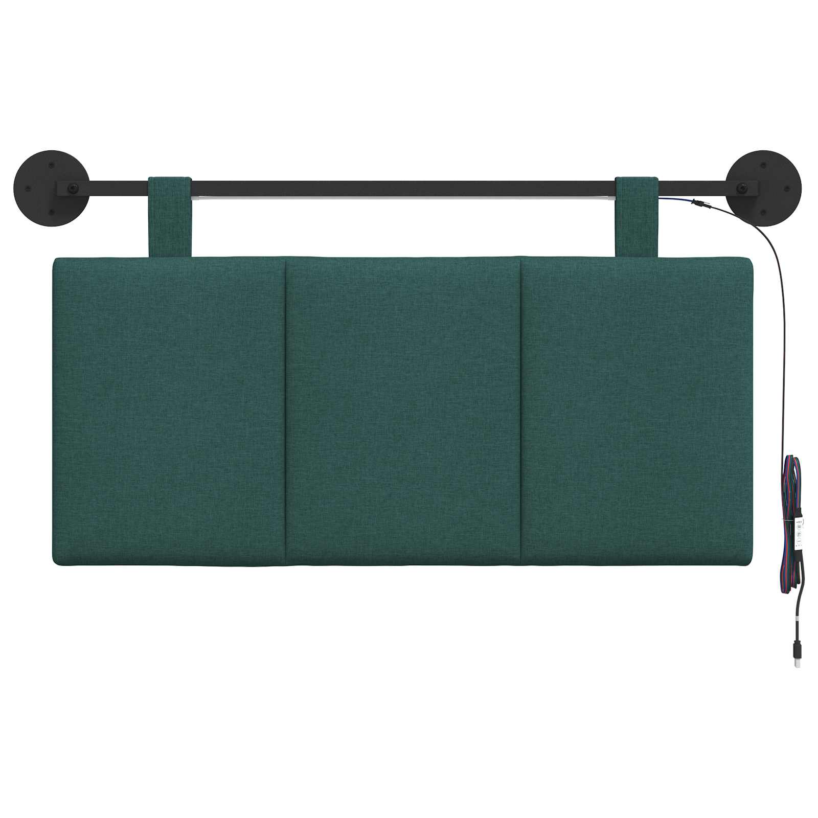 Tête de lit suspendue Avec lumière LED Vert foncé Tissu - XIOS