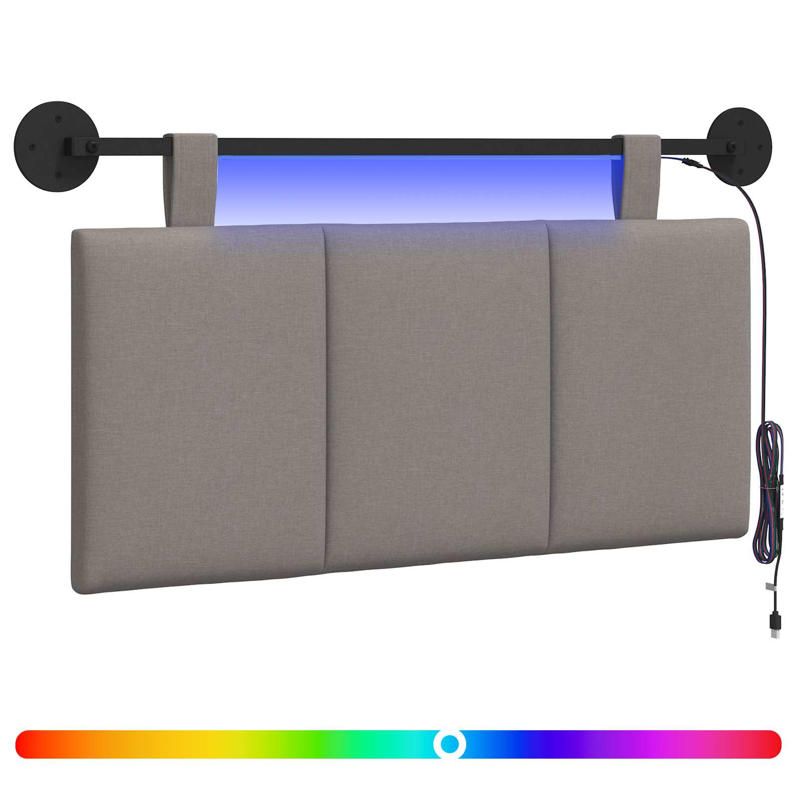 Tête de lit suspendue Avec lumière LED Taupe Tissu - XIOS