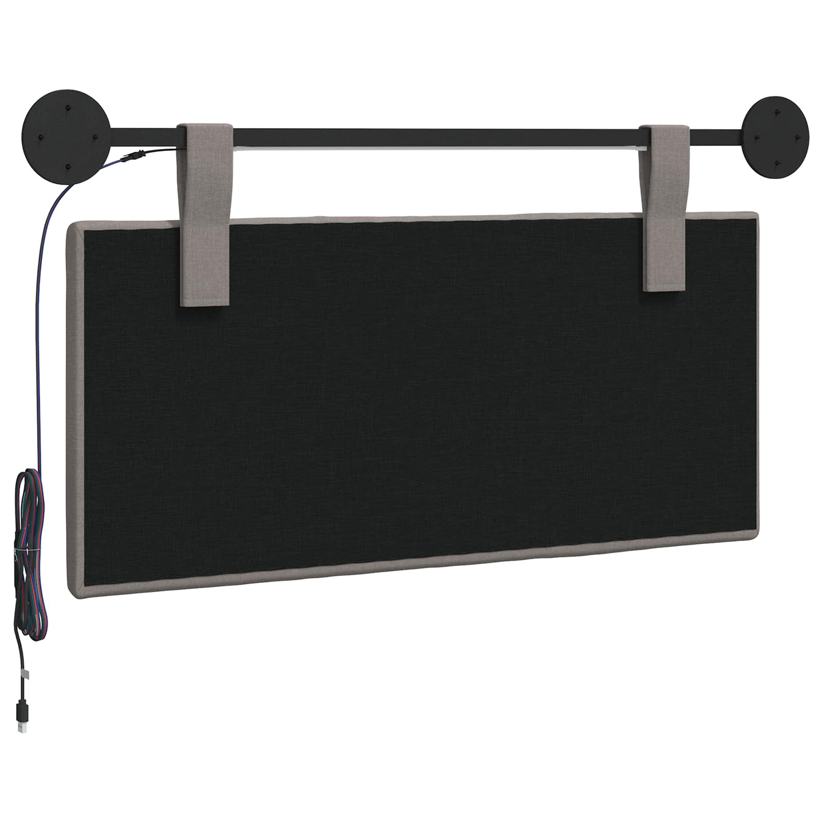 Tête de lit suspendue Avec lumière LED Taupe Tissu - XIOS