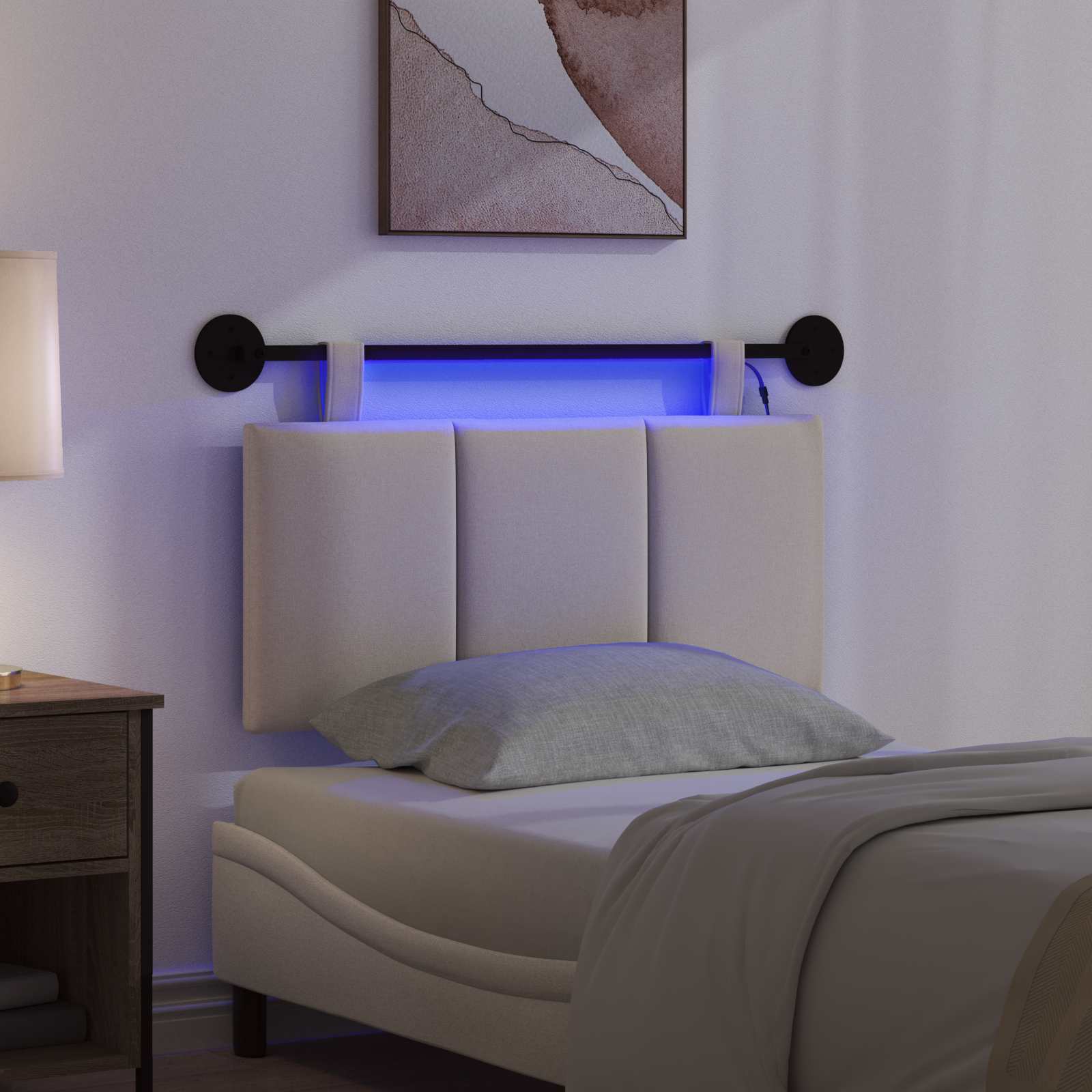 Tête de lit suspendue Avec lumière LED Crème Tissu - XIOS