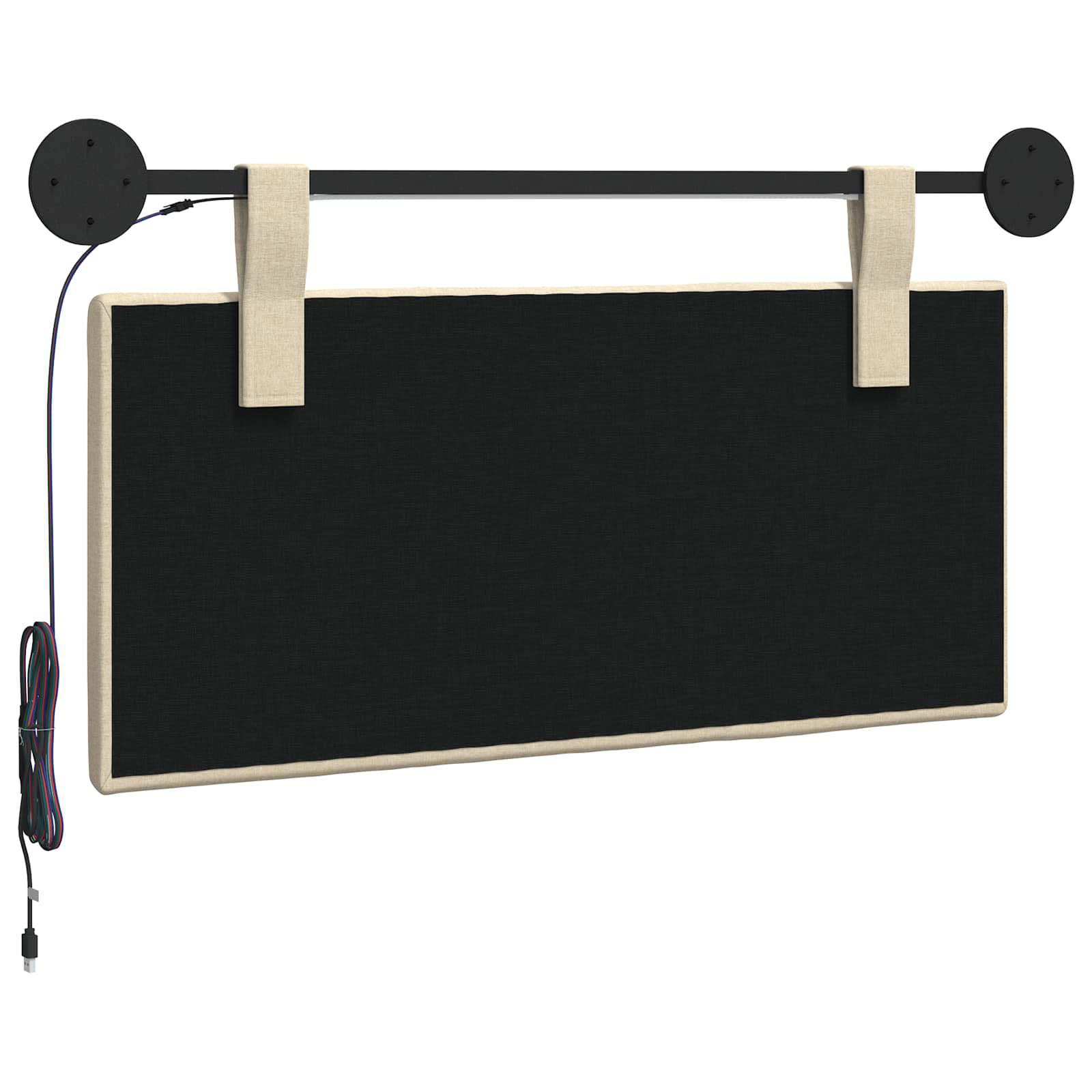 Tête de lit suspendue Avec lumière LED Crème Tissu - XIOS