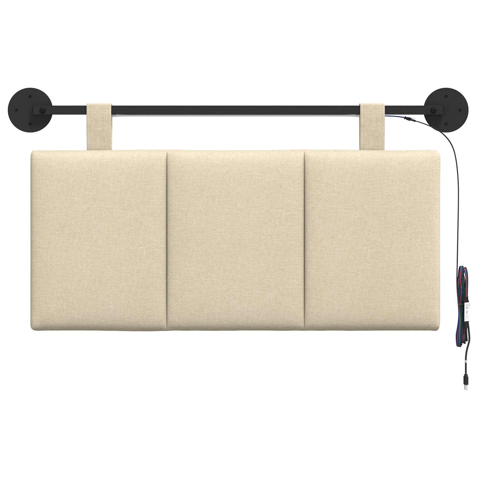 Tête de lit suspendue Avec lumière LED Crème Tissu - XIOS