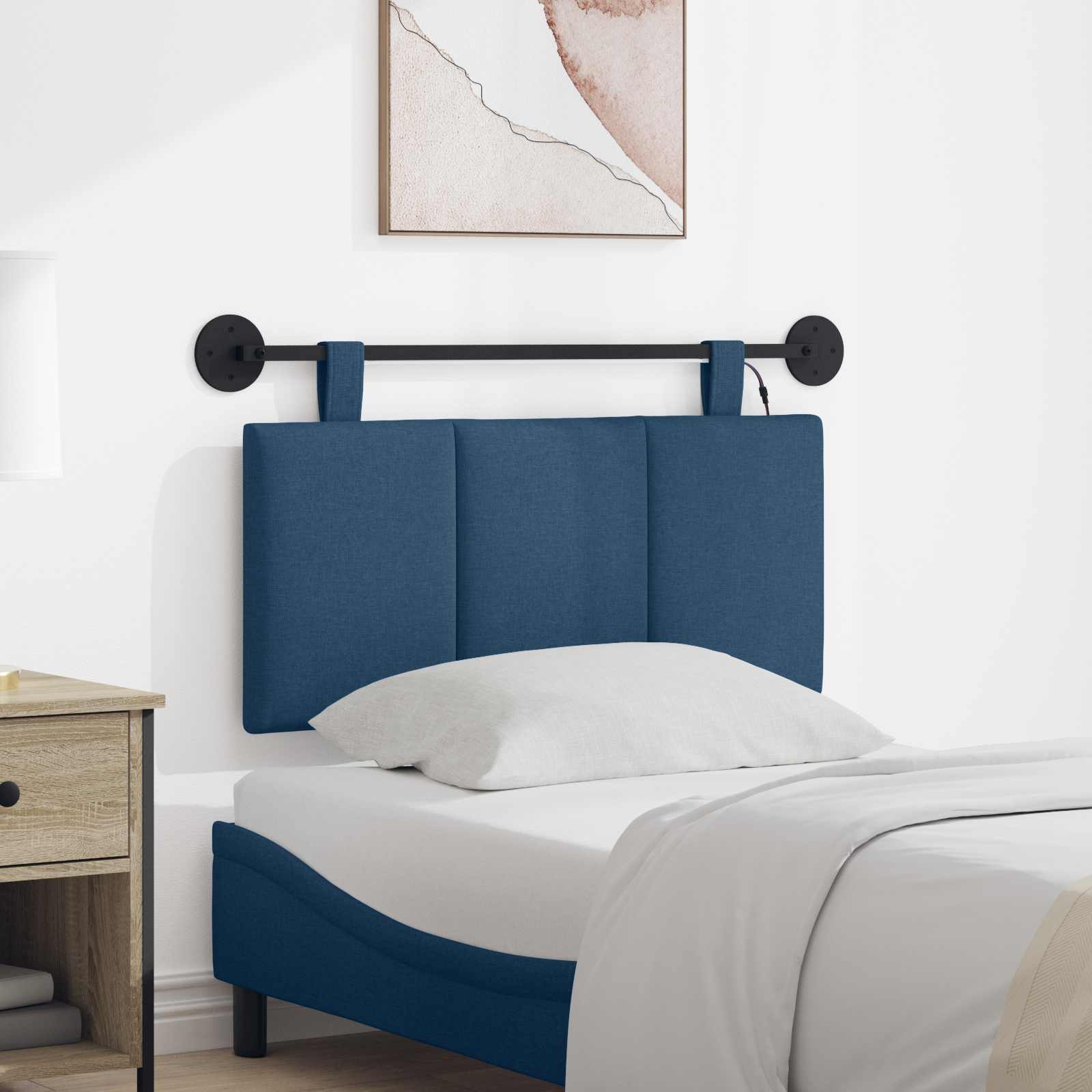 Tête de lit suspendue Avec lumière LED Bleu Tissu - XIOS