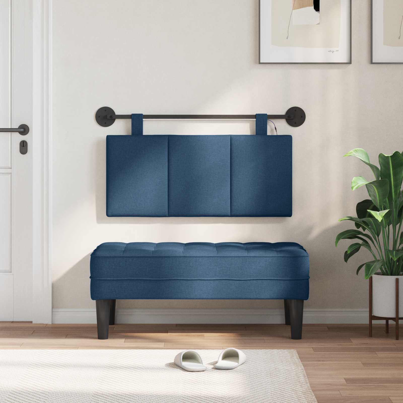 Tête de lit suspendue Avec lumière LED Bleu Tissu - XIOS