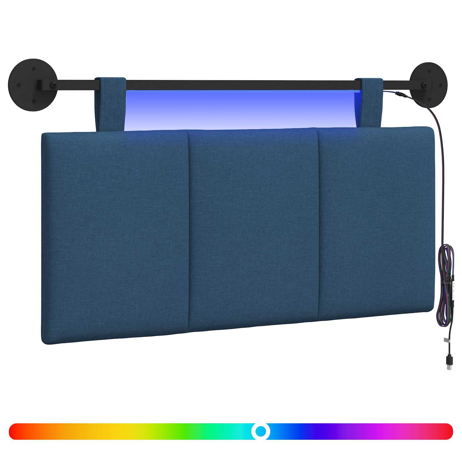 Tête de lit suspendue Avec lumière LED Bleu Tissu - XIOS