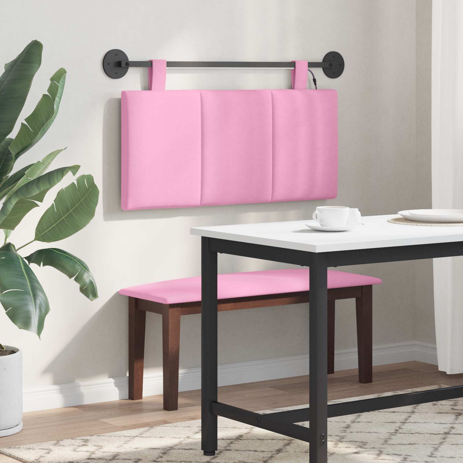 Tête de lit suspendue Avec lumière LED Rose Tissu - XIOS