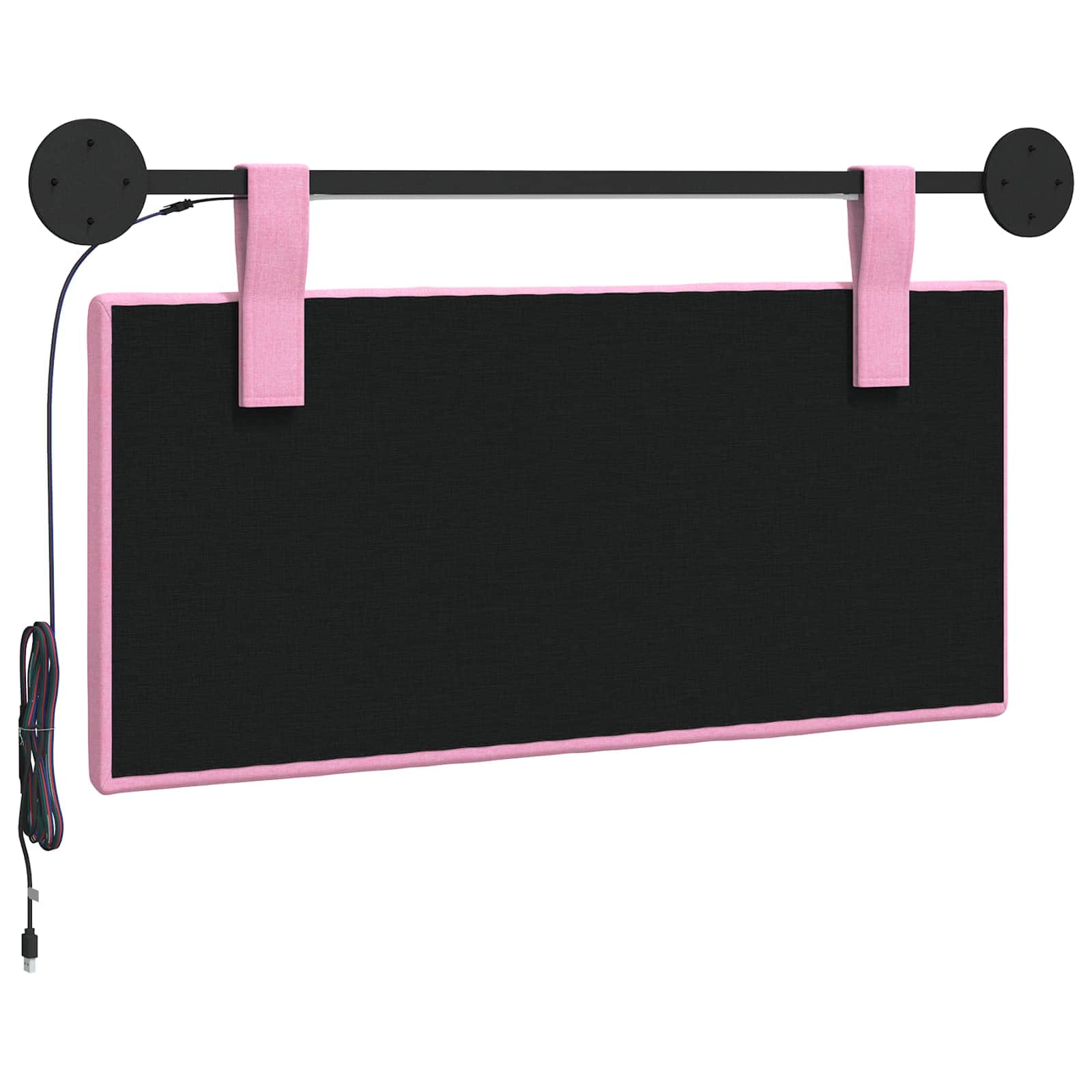 Tête de lit suspendue Avec lumière LED Rose Tissu - XIOS