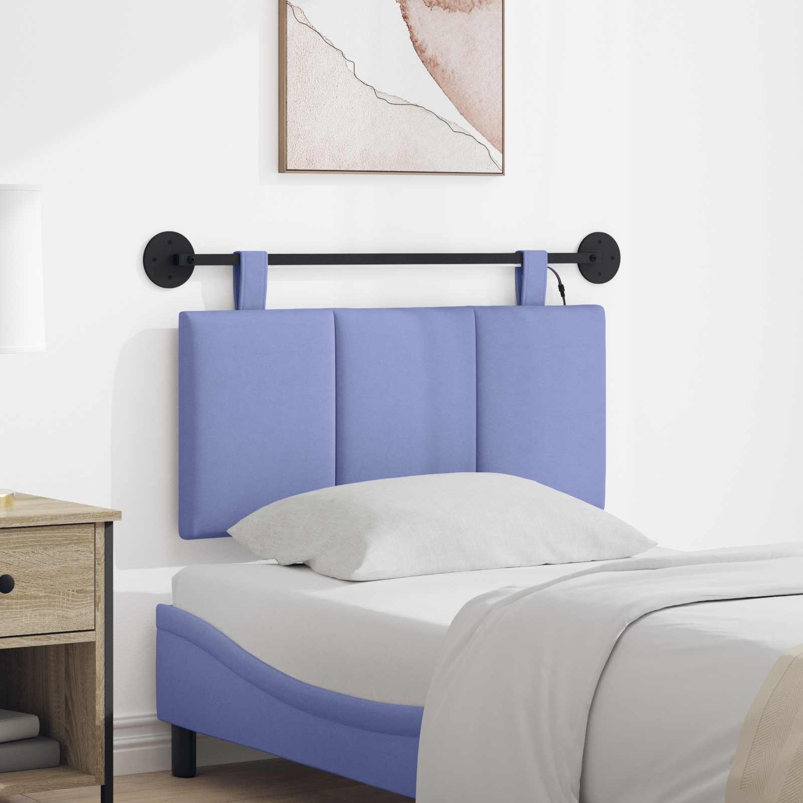 Tête de lit suspendue Avec lumière LED Bleu denim Tissu - XIOS