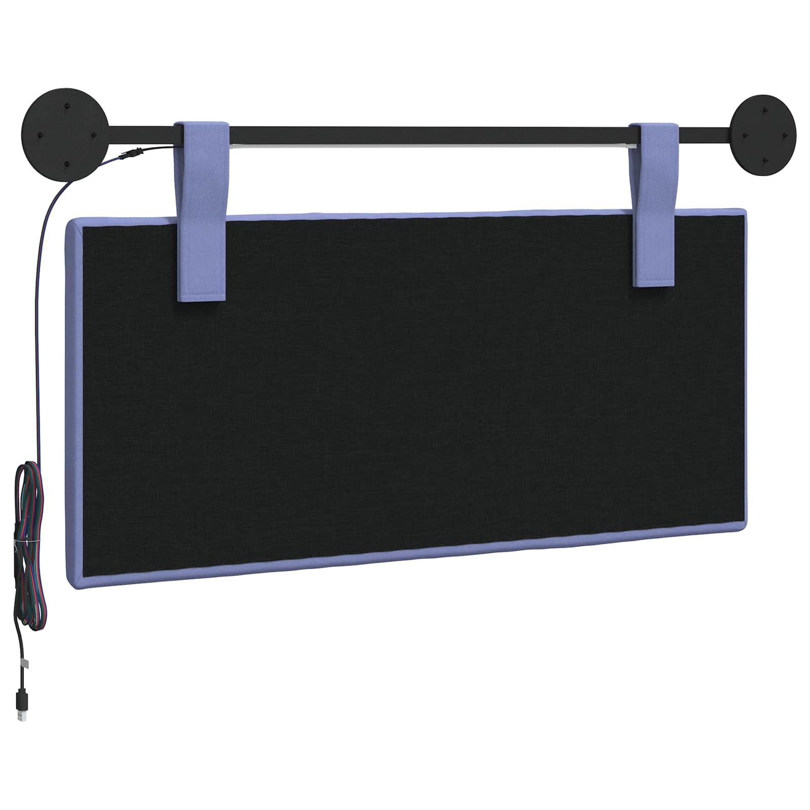 Tête de lit suspendue Avec lumière LED Bleu denim Tissu - XIOS