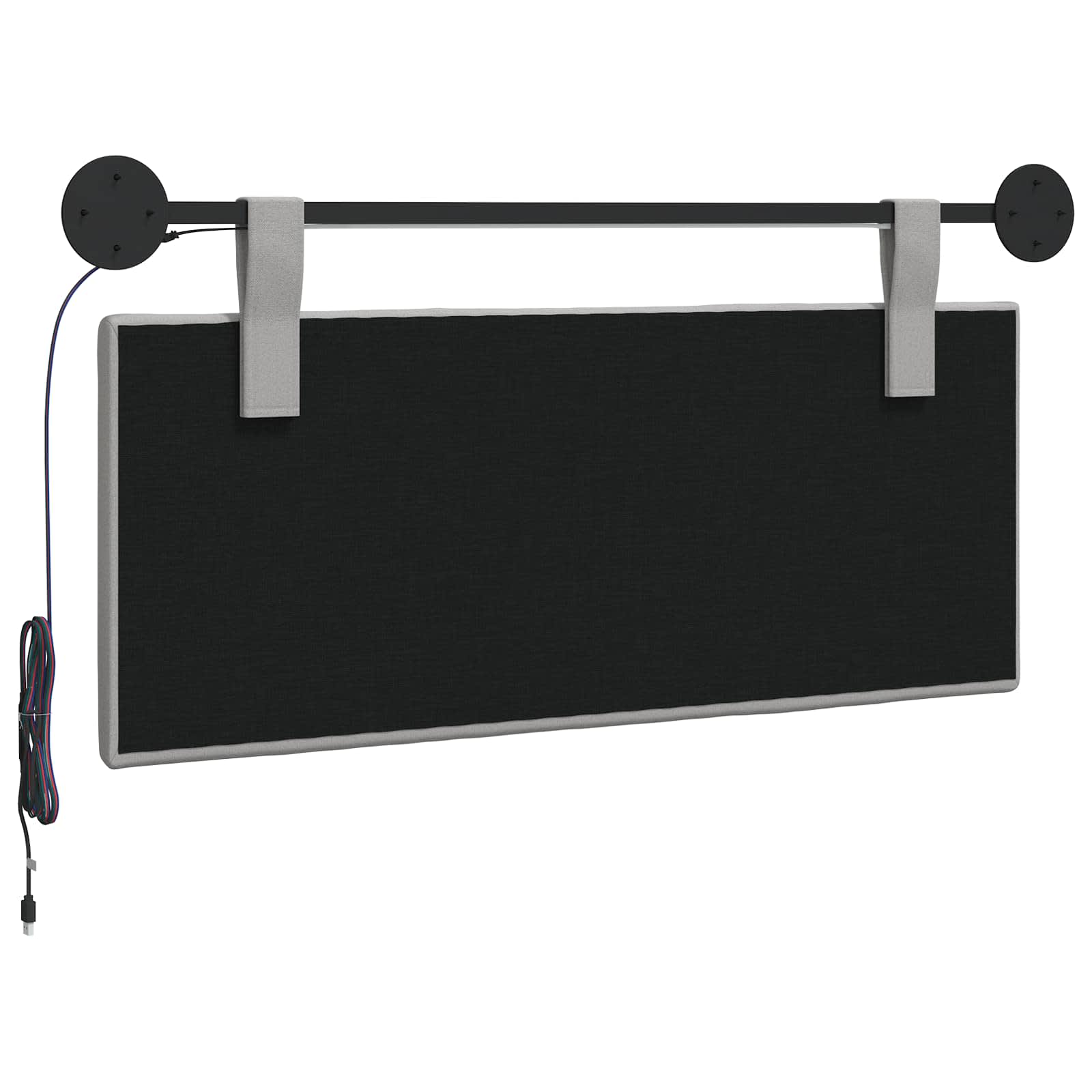 Tête de lit suspendue Avec lumière LED Gris nuage Tissu - XIOS