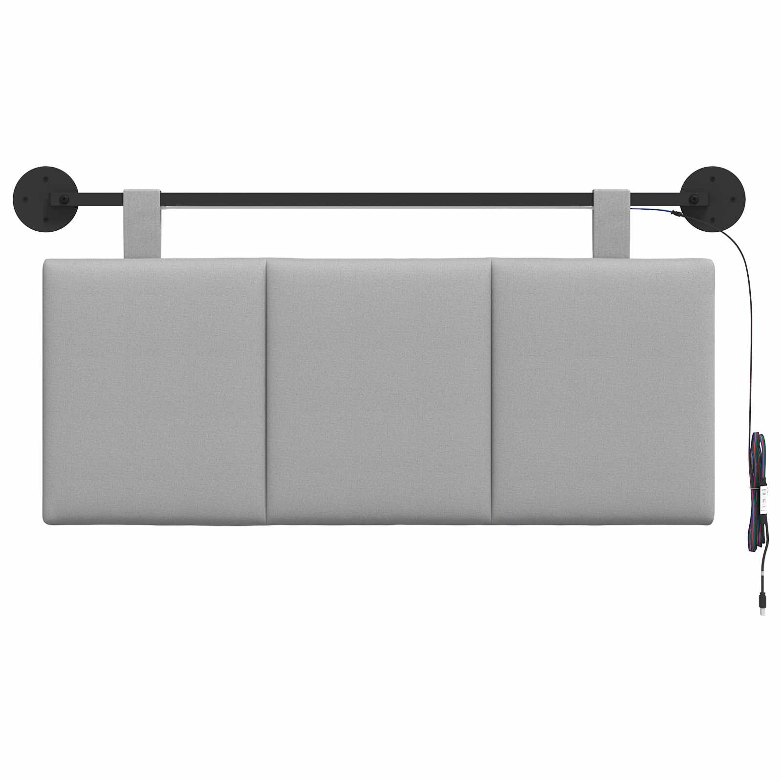 Tête de lit suspendue Avec lumière LED Gris nuage Tissu - XIOS
