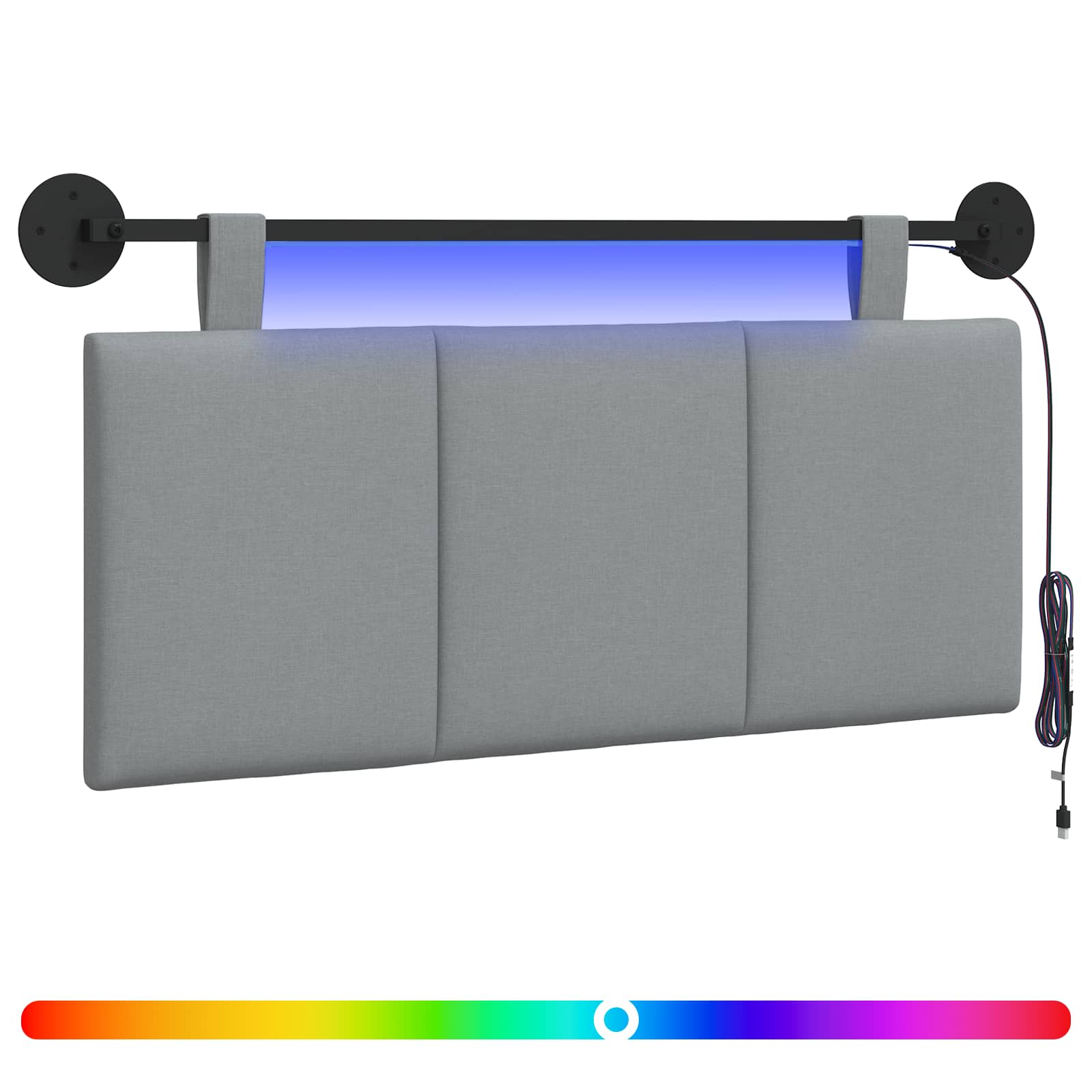 Tête de lit suspendue Avec lumière LED Gris clair Tissu - XIOS