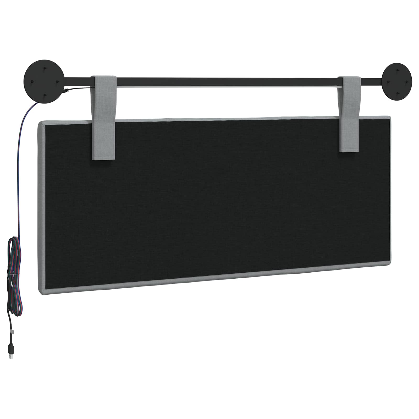 Tête de lit suspendue Avec lumière LED Gris clair Tissu - XIOS