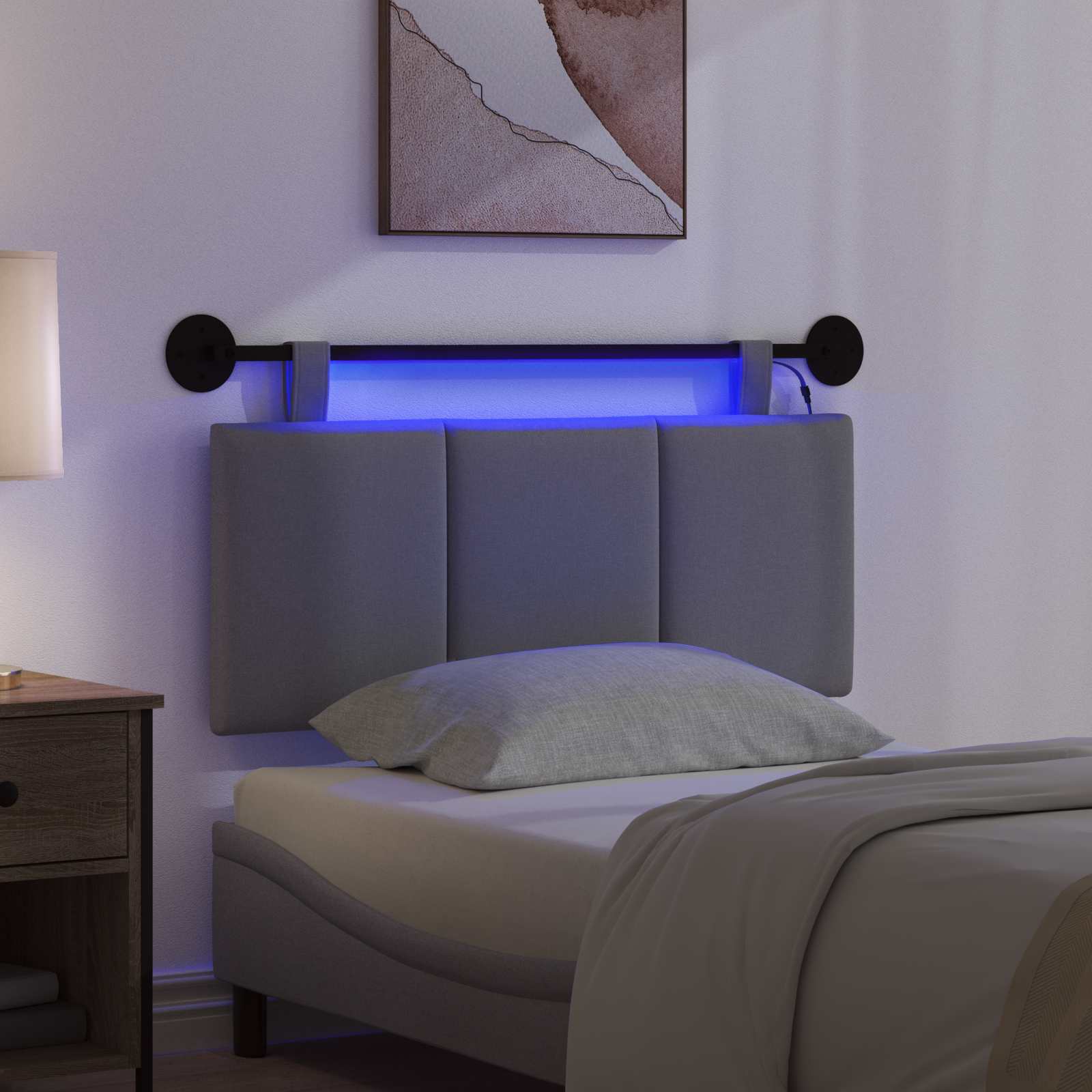 Tête de lit suspendue Avec lumière LED Gris foncé Tissu - XIOS