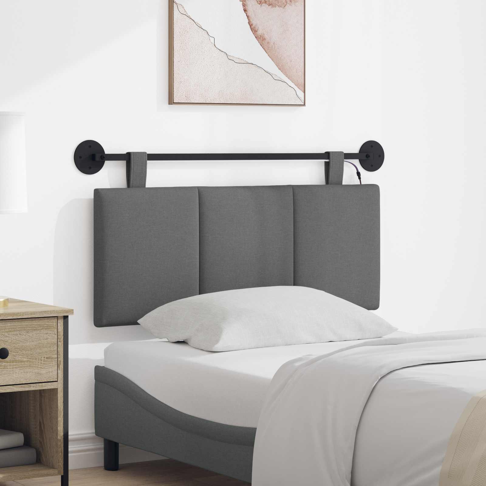 Tête de lit suspendue Avec lumière LED Gris foncé Tissu - XIOS