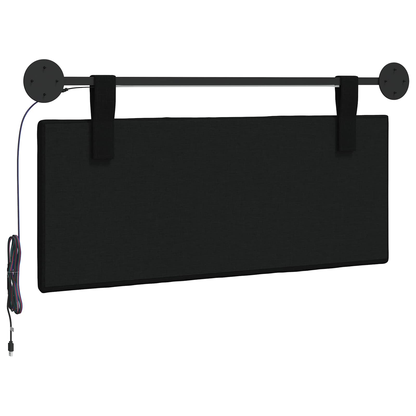 Tête de lit suspendue Avec lumière LED Noir Tissu - XIOS