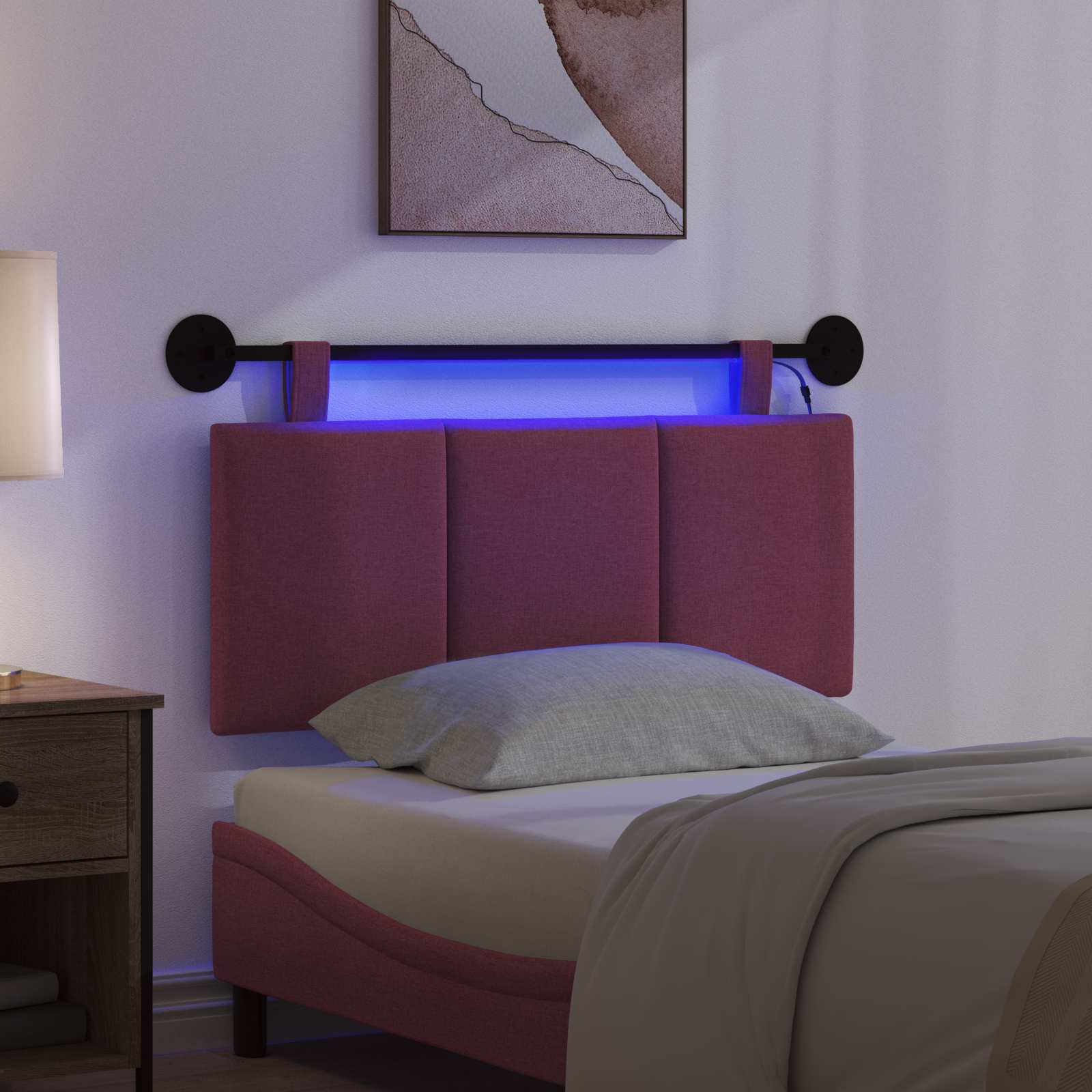 Tête de lit suspendue Avec lumière LED Bordeaux Tissu - XIOS