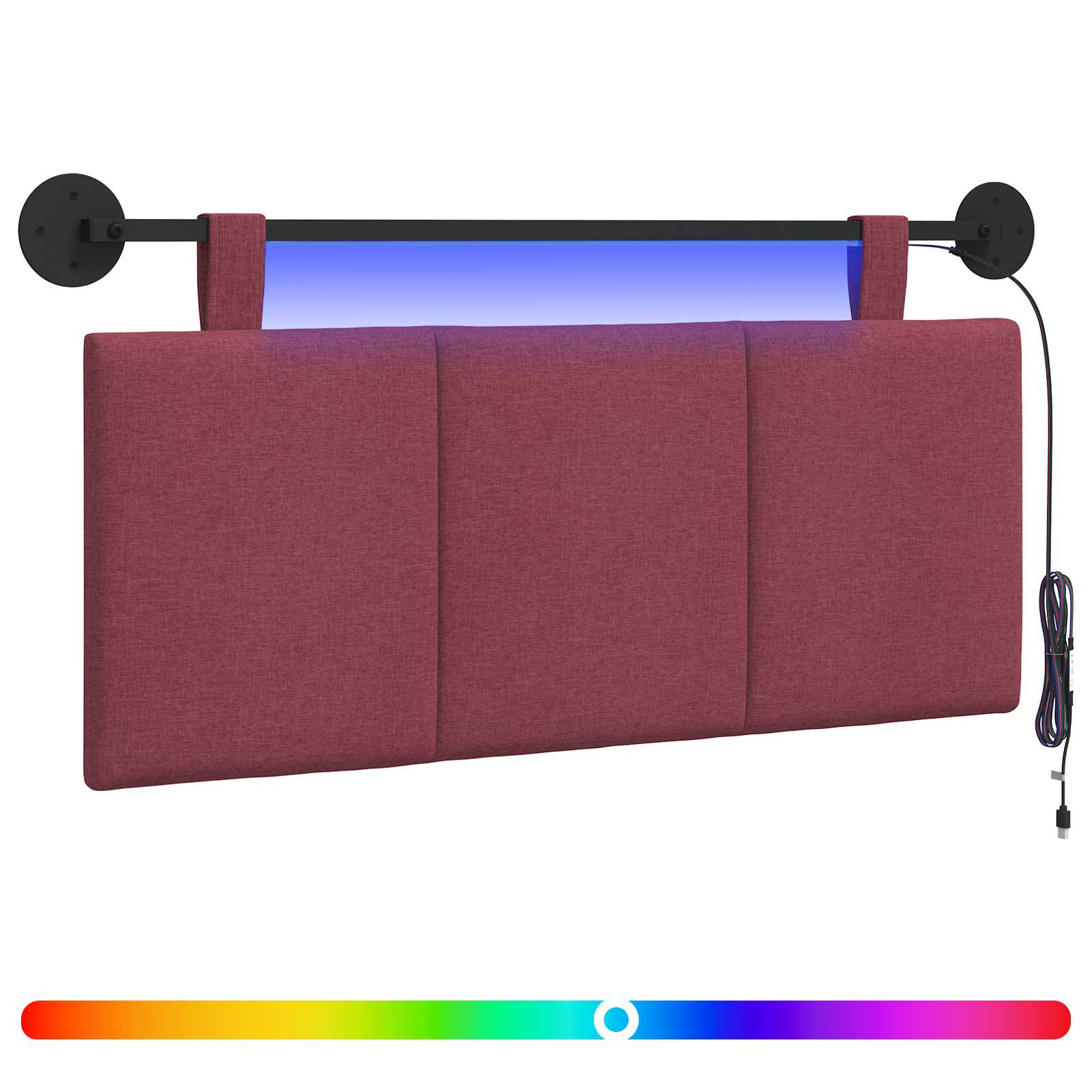 Tête de lit suspendue Avec lumière LED Bordeaux Tissu - XIOS