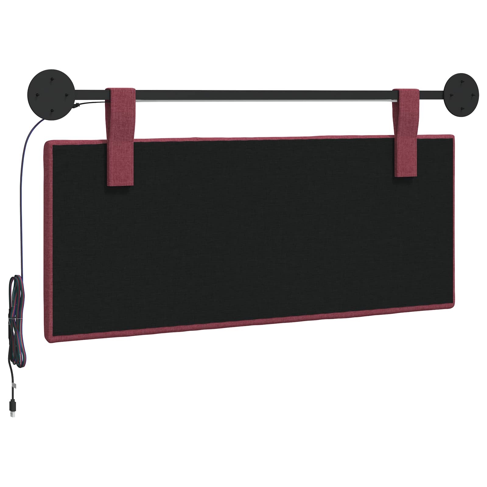 Tête de lit suspendue Avec lumière LED Bordeaux Tissu - XIOS