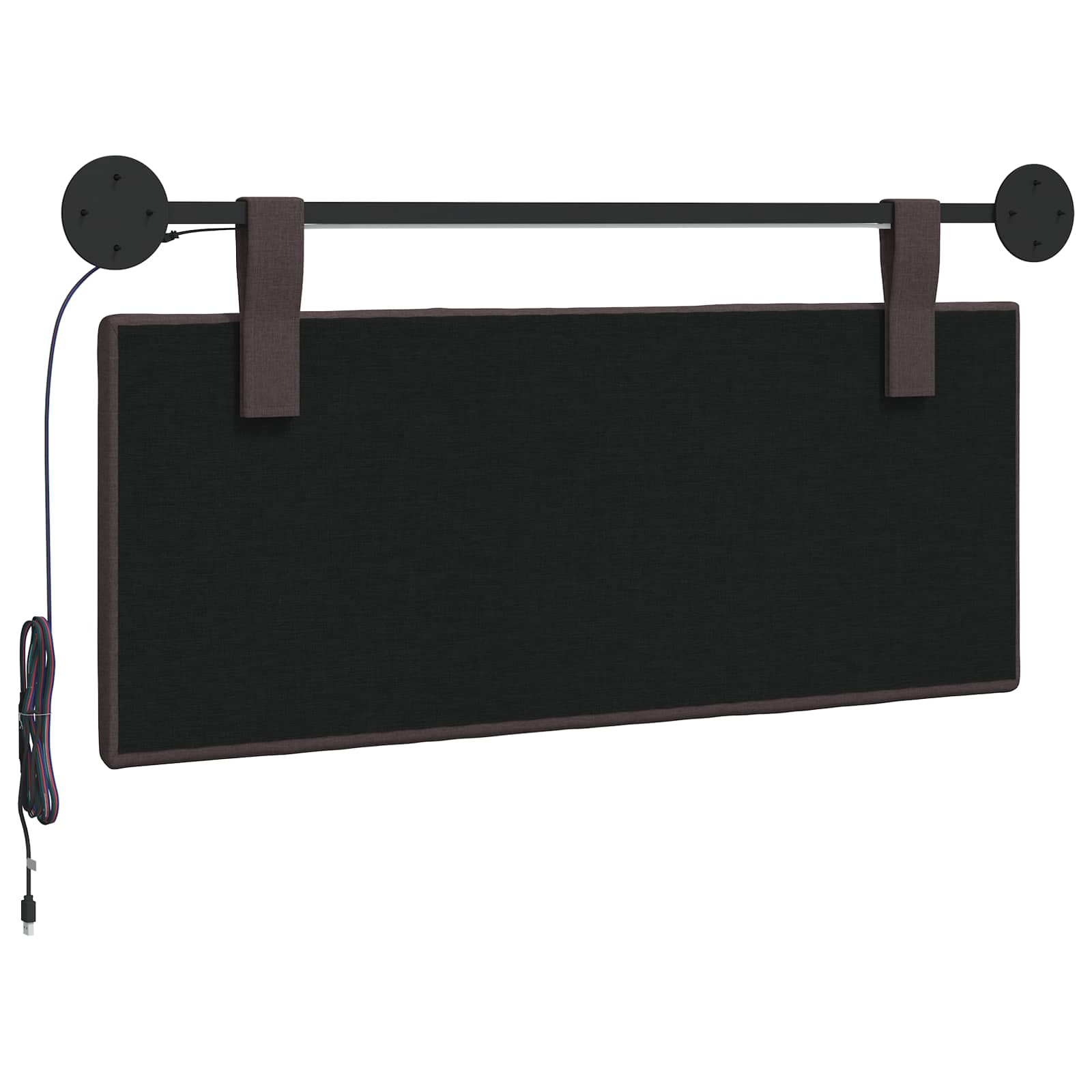 Tête de lit suspendue Avec lumière LED Marron foncé Tissu - XIOS