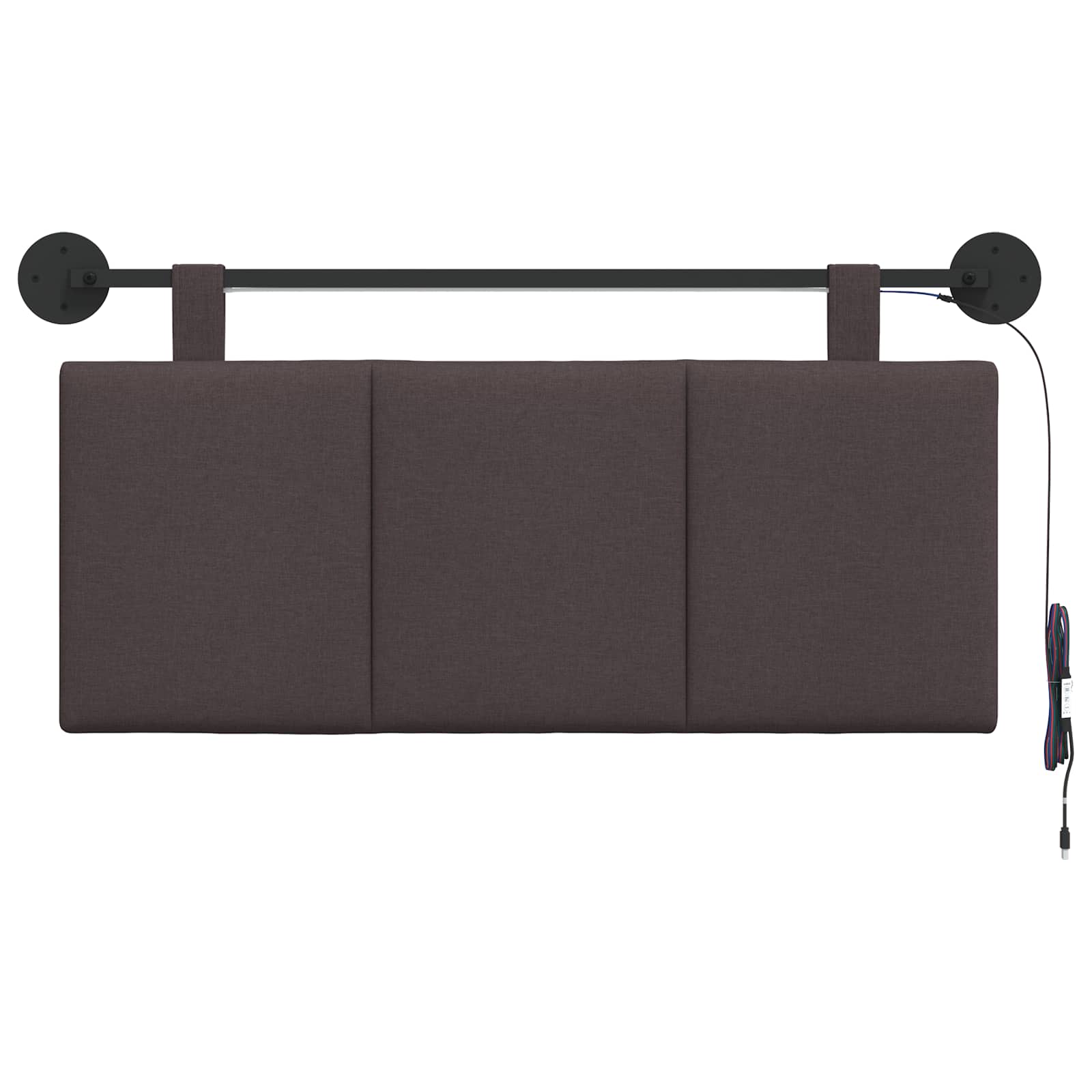 Tête de lit suspendue Avec lumière LED Marron foncé Tissu - XIOS