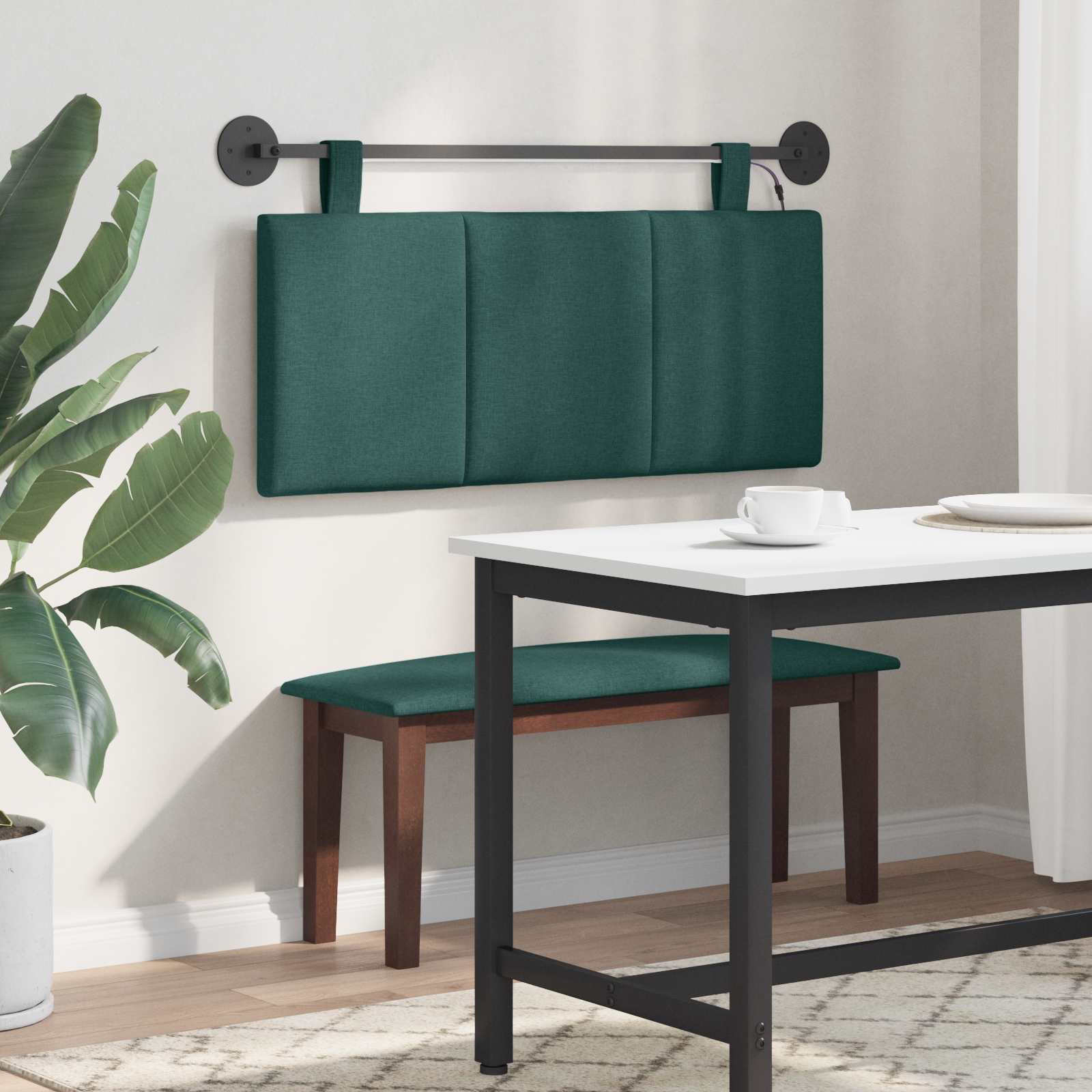 Tête de lit suspendue Avec lumière LED Vert foncé Tissu - XIOS