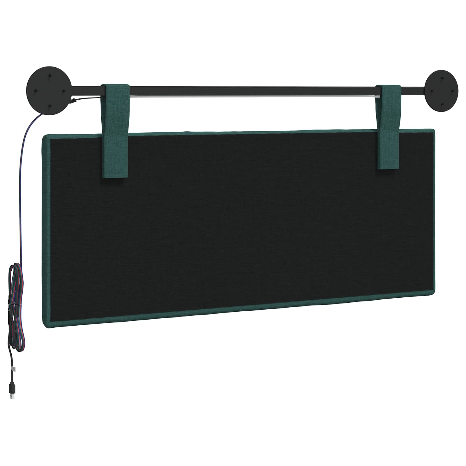 Tête de lit suspendue Avec lumière LED Vert foncé Tissu - XIOS