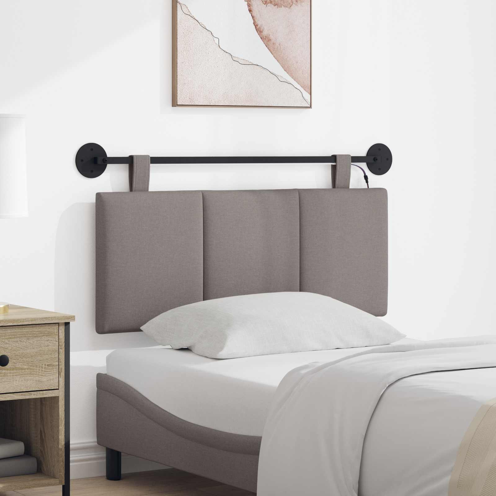 Tête de lit suspendue Avec lumière LED Taupe Tissu - XIOS