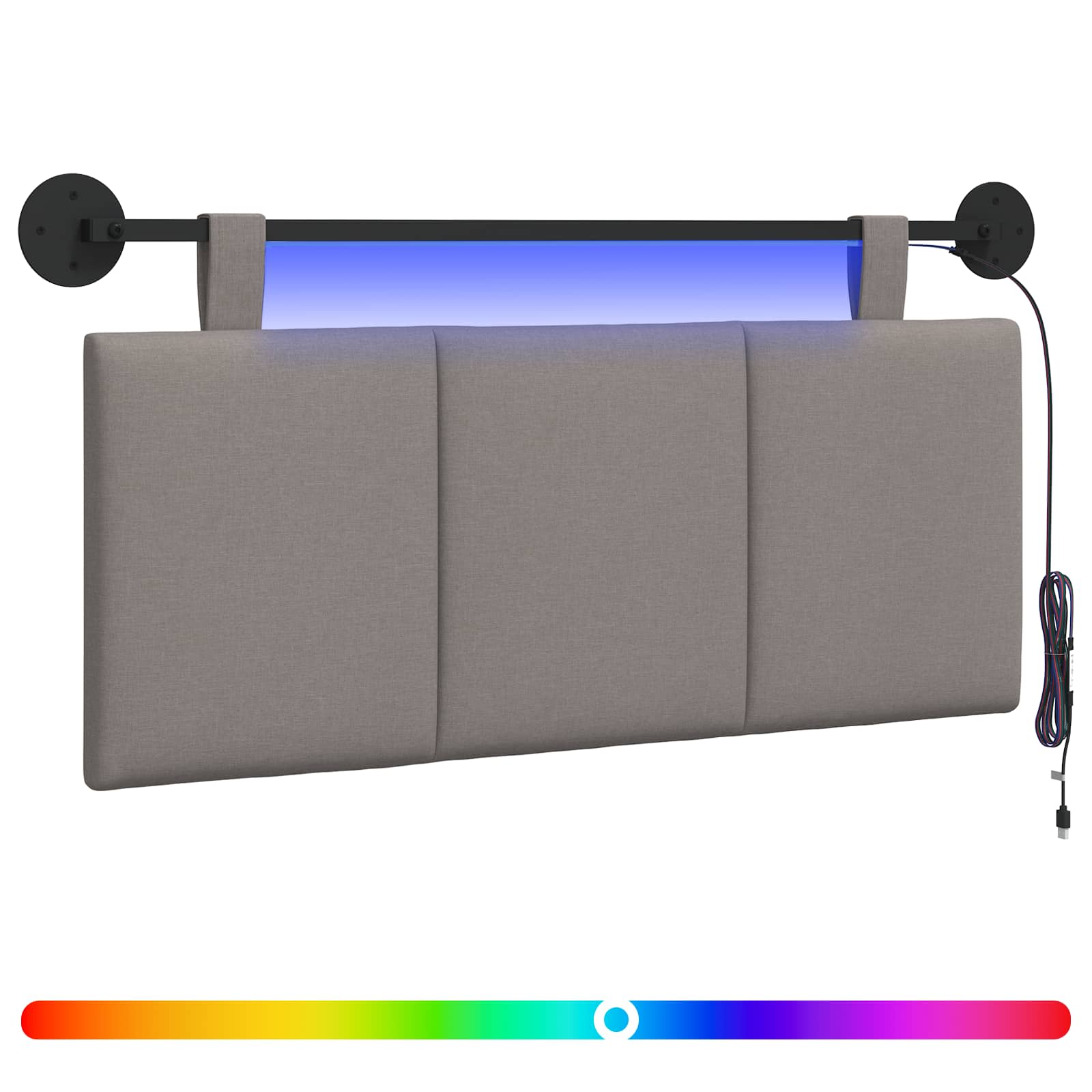 Tête de lit suspendue Avec lumière LED Taupe Tissu - XIOS