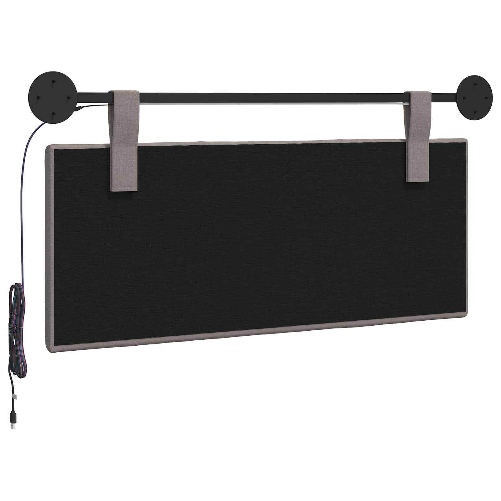 Tête de lit suspendue Avec lumière LED Taupe Tissu - XIOS