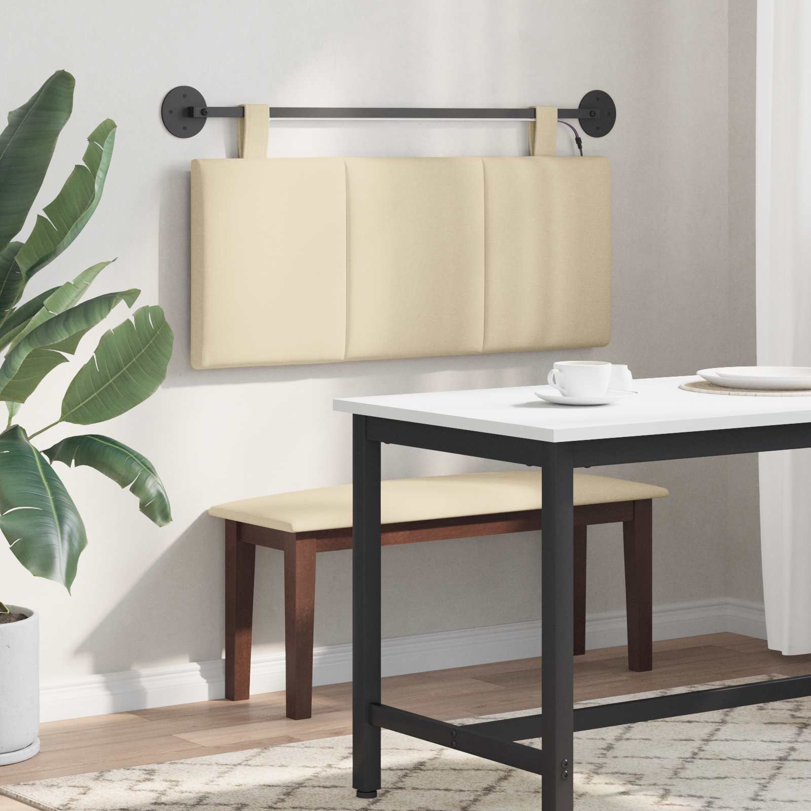 Tête de lit suspendue Avec lumière LED Crème Tissu - XIOS