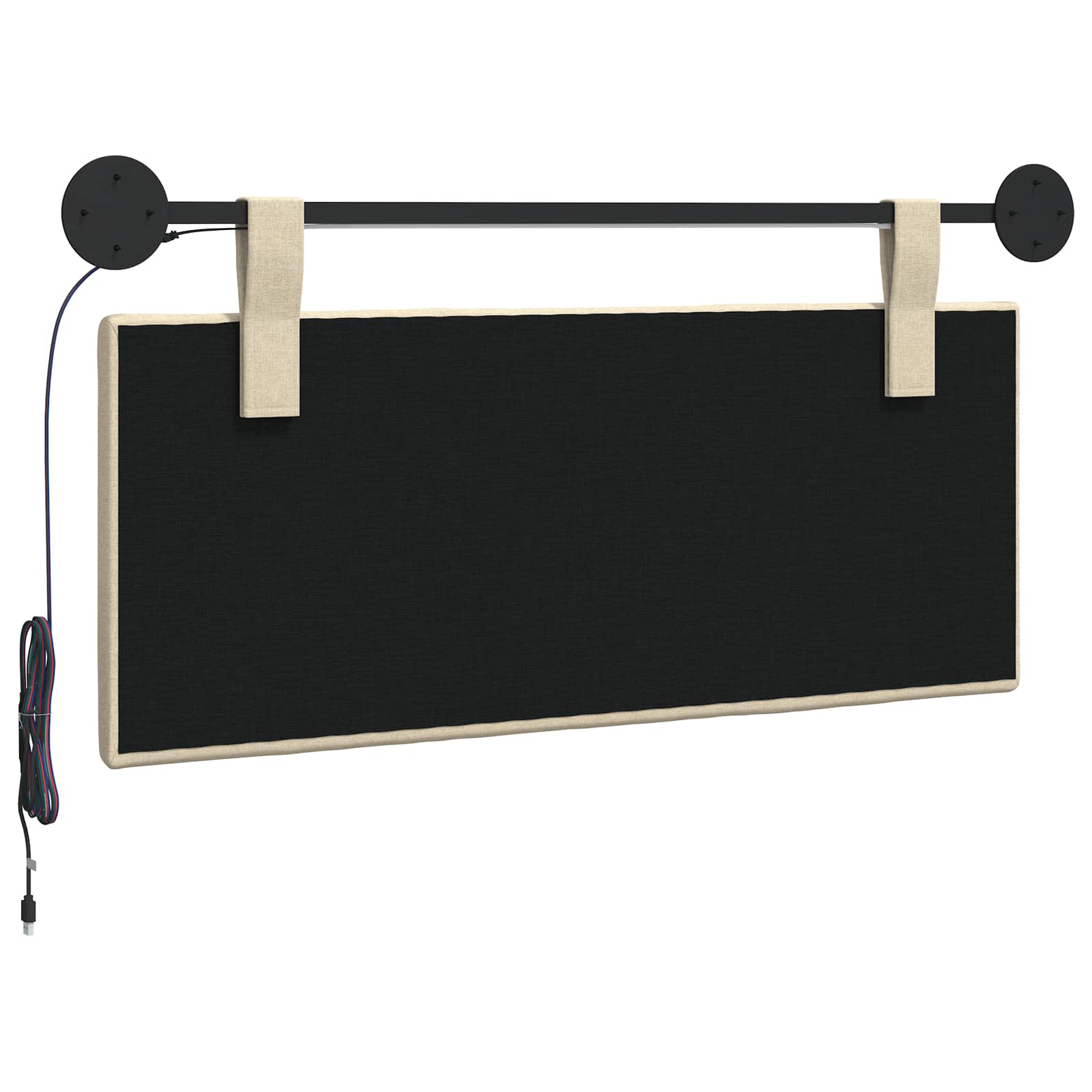 Tête de lit suspendue Avec lumière LED Crème Tissu - XIOS