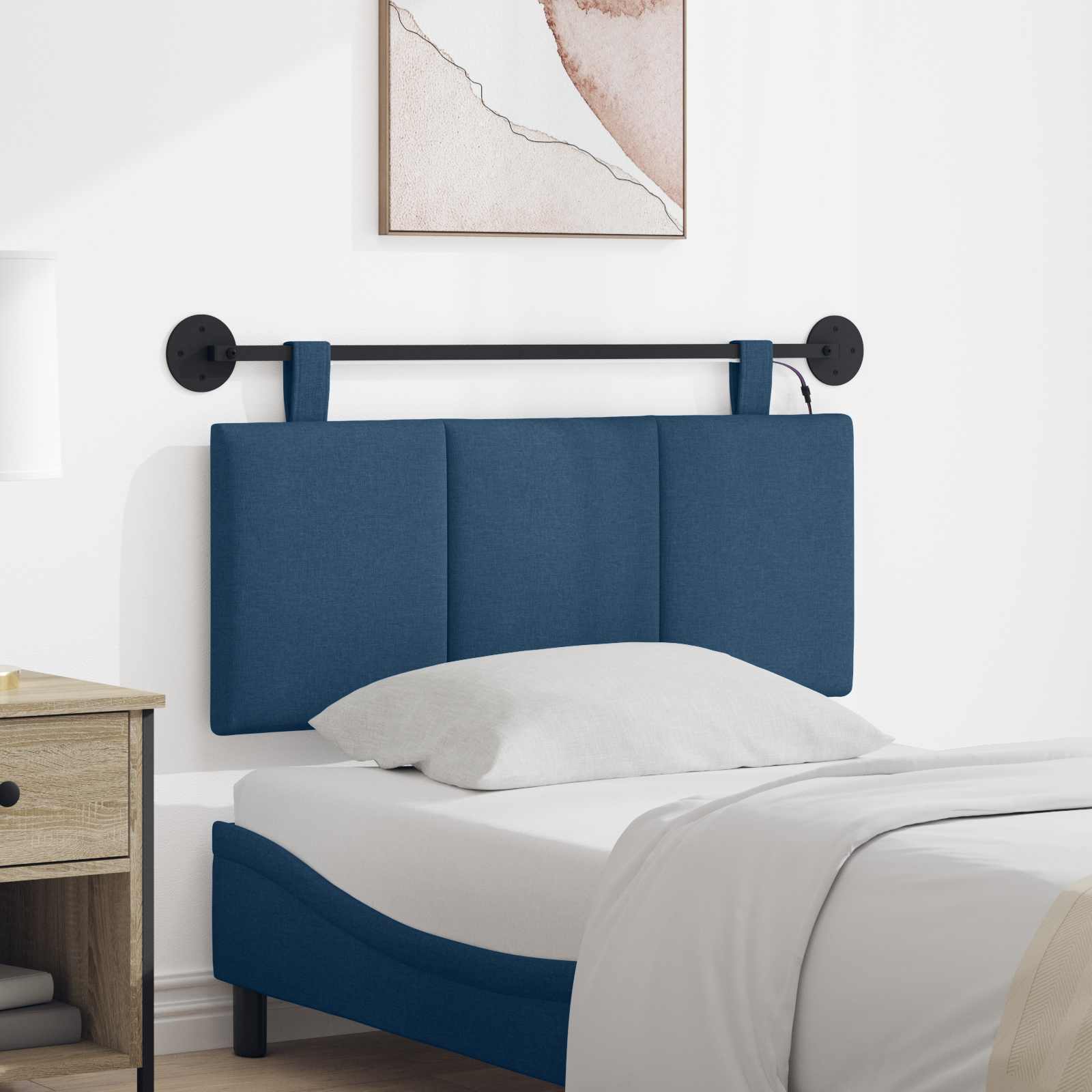Tête de lit suspendue Avec lumière LED Bleu Tissu - XIOS