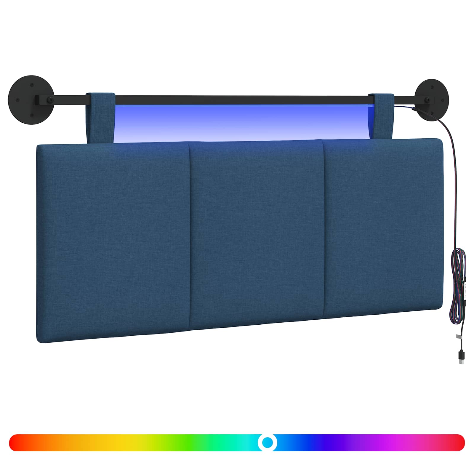 Tête de lit suspendue Avec lumière LED Bleu Tissu - XIOS