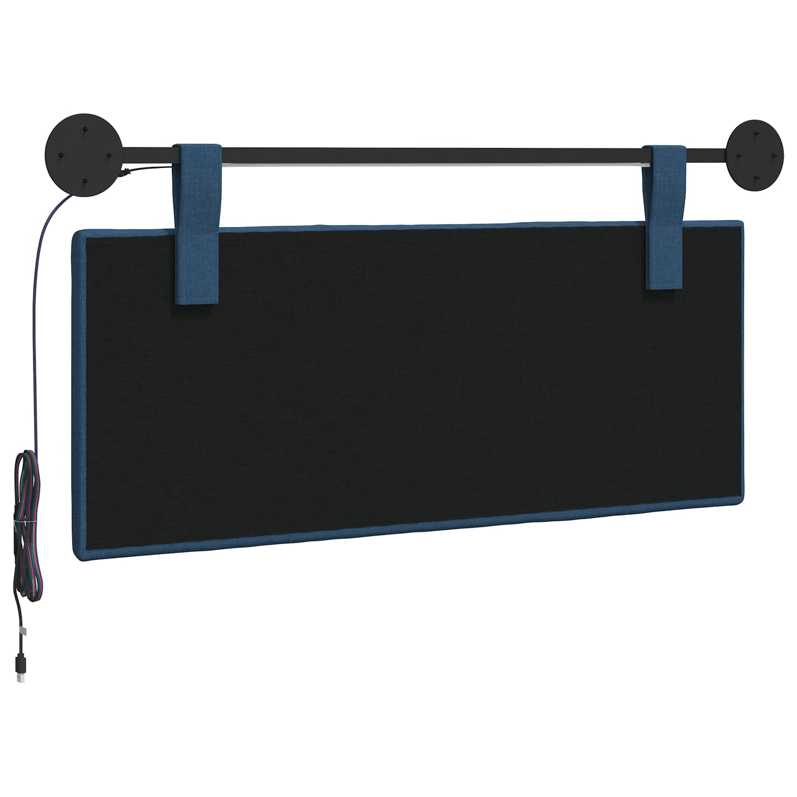 Tête de lit suspendue Avec lumière LED Bleu Tissu - XIOS