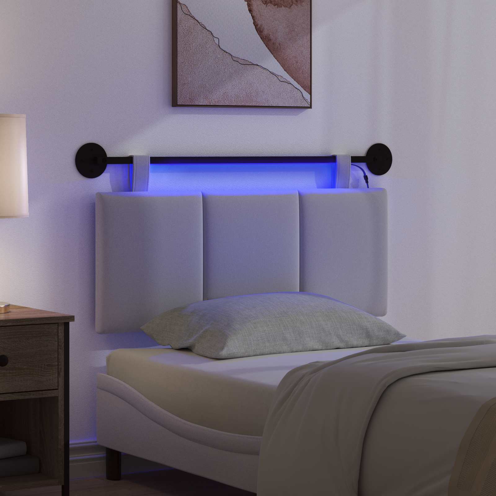 Tête de lit suspendue Avec lumière LED Blanc Tissu - XIOS