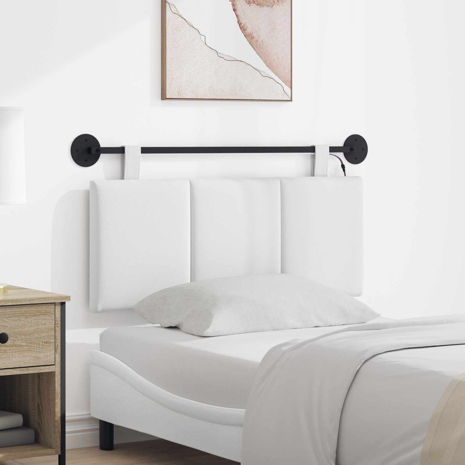 Tête de lit suspendue Avec lumière LED Blanc Tissu - XIOS